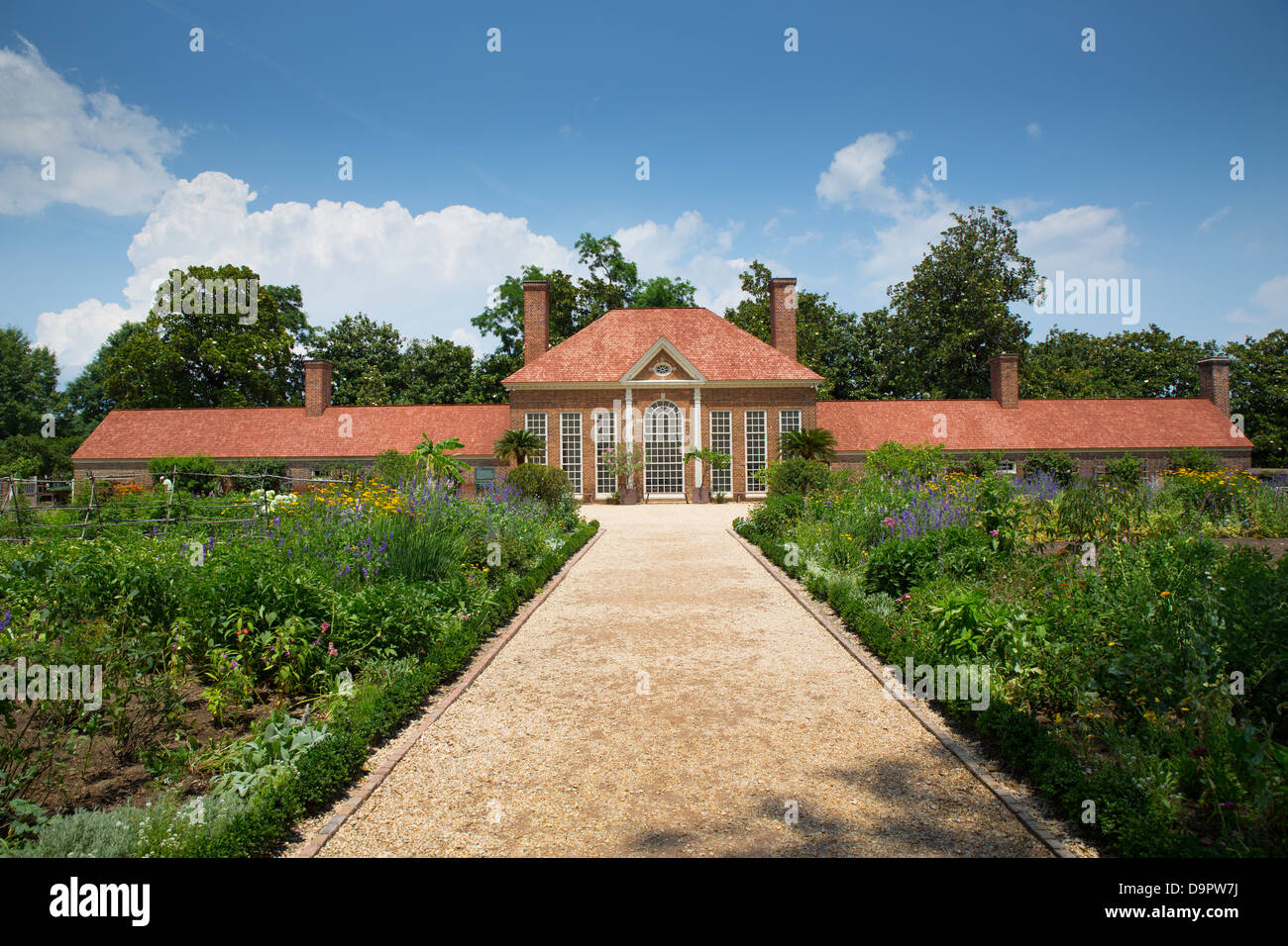 Garten und Gewächshaus, Mt Vernon, Virginia, USA Stockfoto