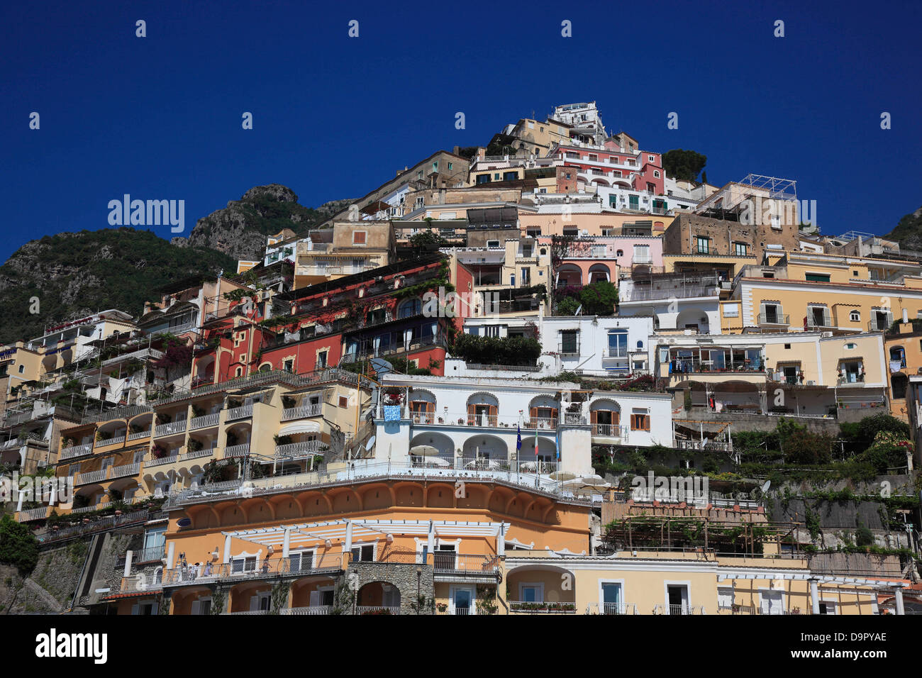 Stadt von Positano, Kampanien, Italien Stockfoto