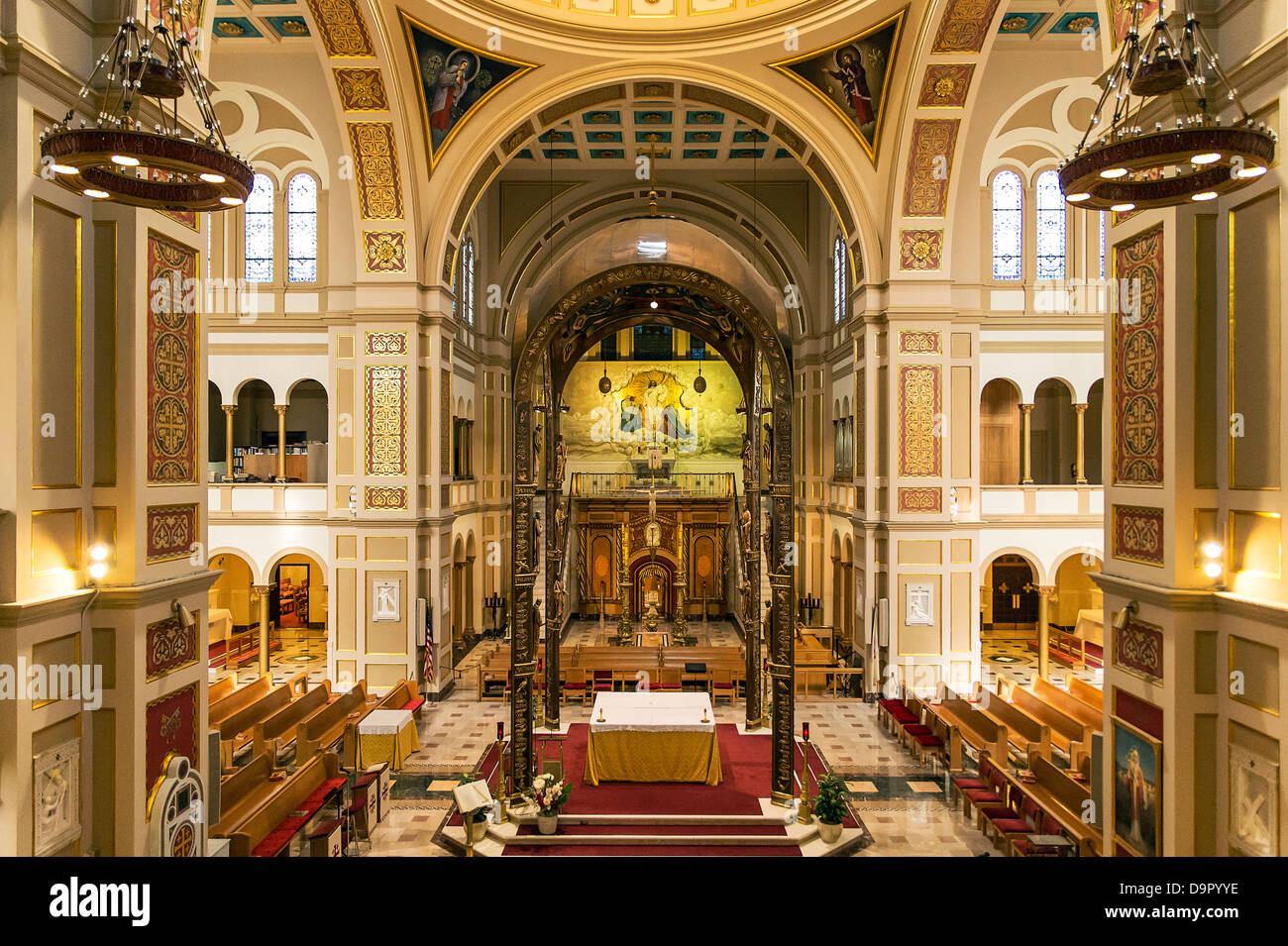 Interieur, die Gedächtnis-Kirche des Heiligen Grabes, Franziskaner-Kloster des Heiligen Landes in Amerika, Washington DC, USA Stockfoto