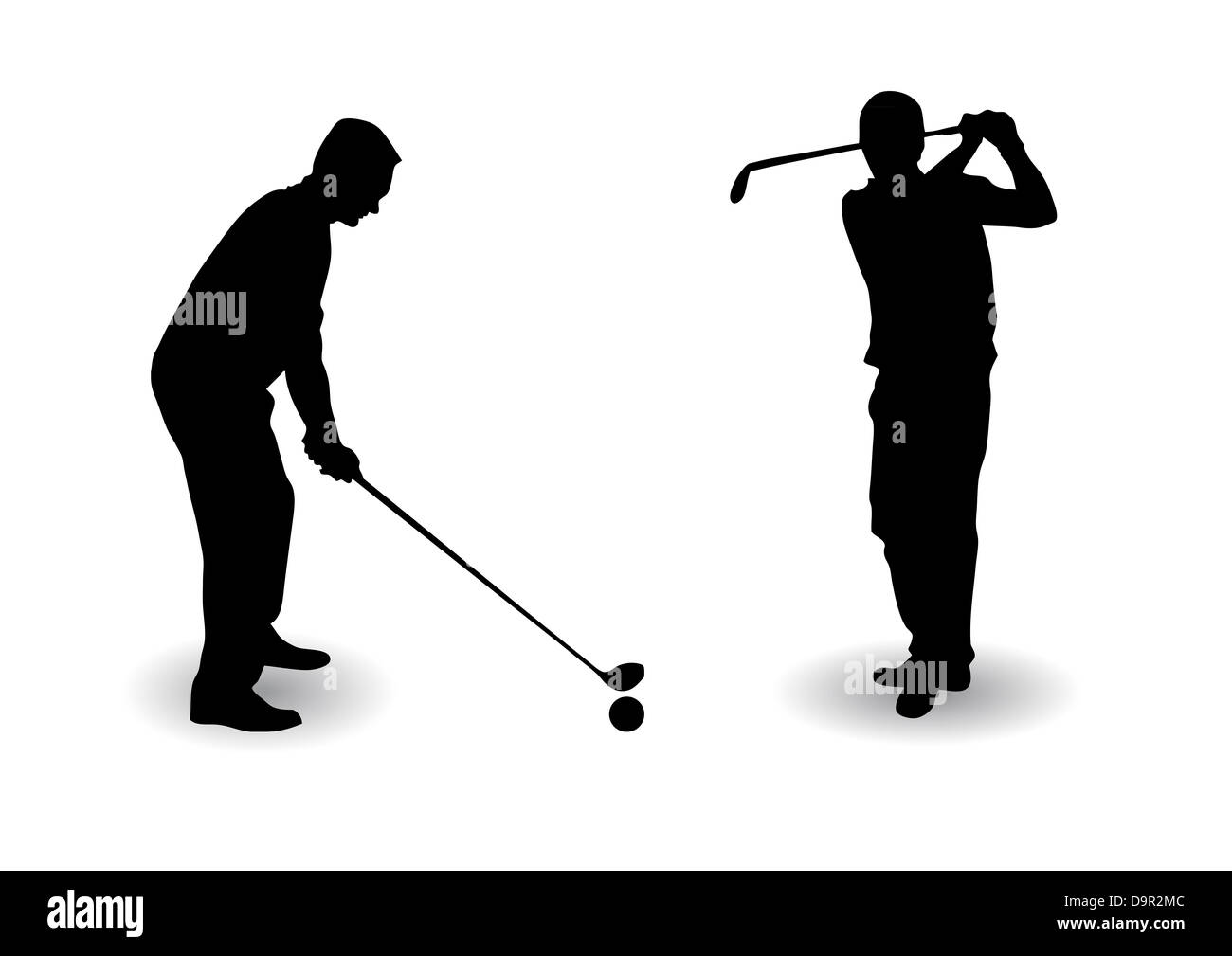 Vektor-Golf Spieler Silhouette auf weißem Hintergrund Stockfoto