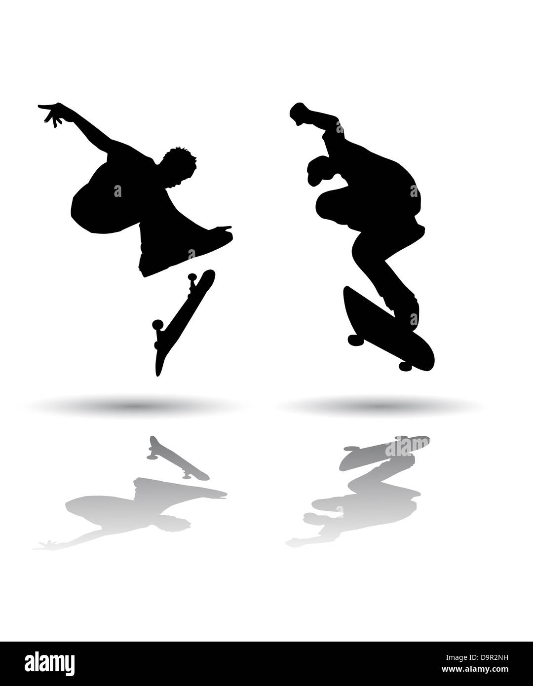 Vektor der einige Skateboarden Silhouetten Stockfoto