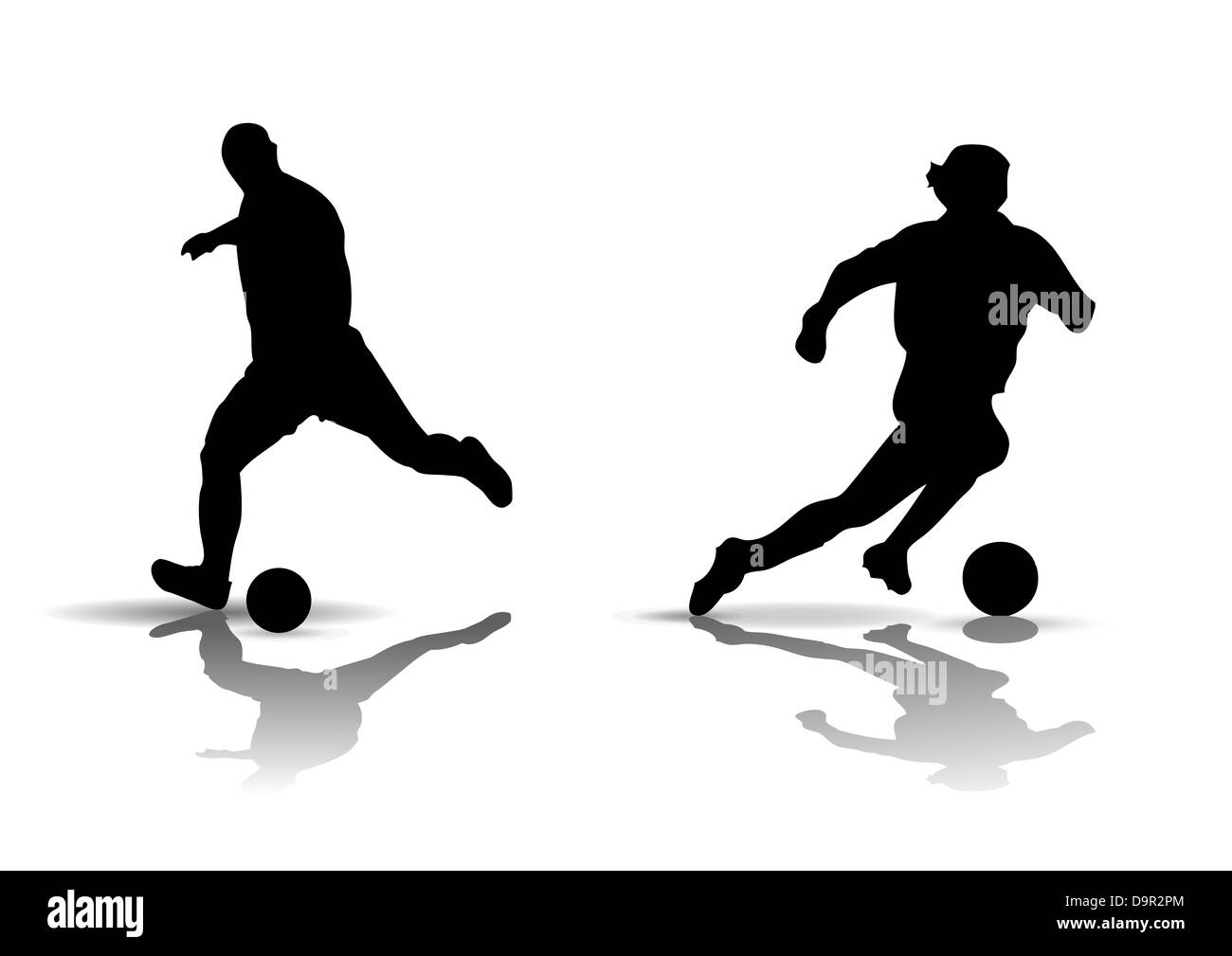 Satz von Fußball Spieler Vektor Silhouette auf weißem Hintergrund Stockfoto