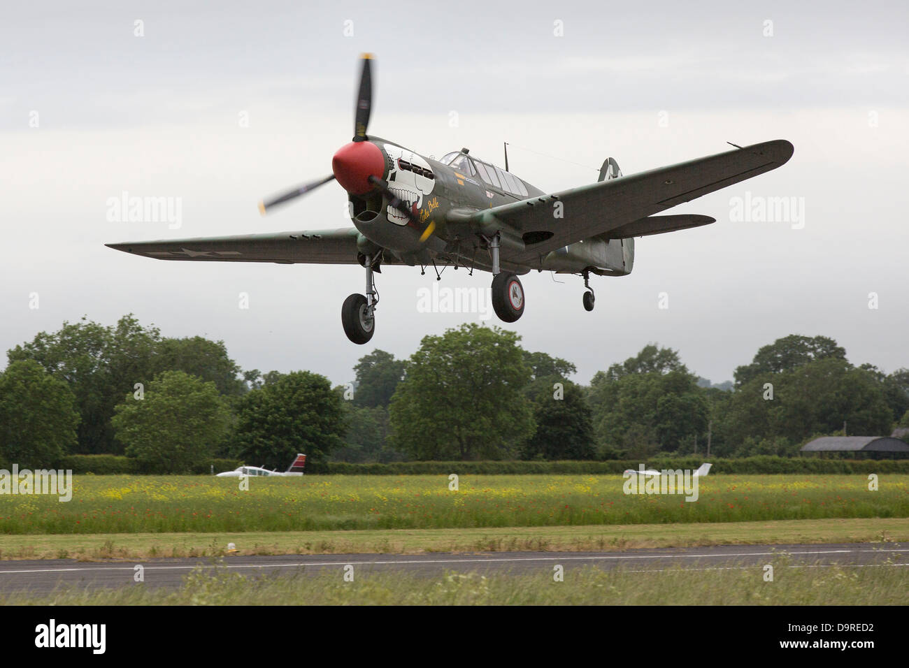 Curtis P40 Warhawk Wellesbourne Flügel & Räder 16. Juni 2013. Flugzeug Flugzeug fliegen Vergangenheit Stockfoto