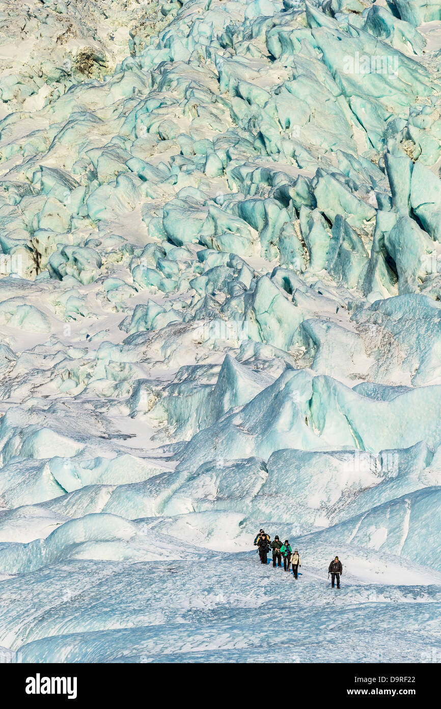Wandern auf Fallsjokull ist Gletscher in Island Fallsjokull ein Outlet-Gletscher auf dem südlichen Teil des Vatnajökull-Eiskappe, Island Stockfoto
