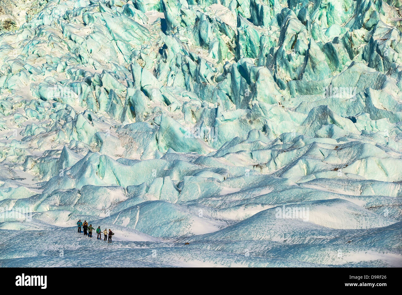 Wandern auf Fallsjokull ist Gletscher in Island Fallsjokull ein Outlet-Gletscher auf dem südlichen Teil des Vatnajökull-Eiskappe, Island Stockfoto