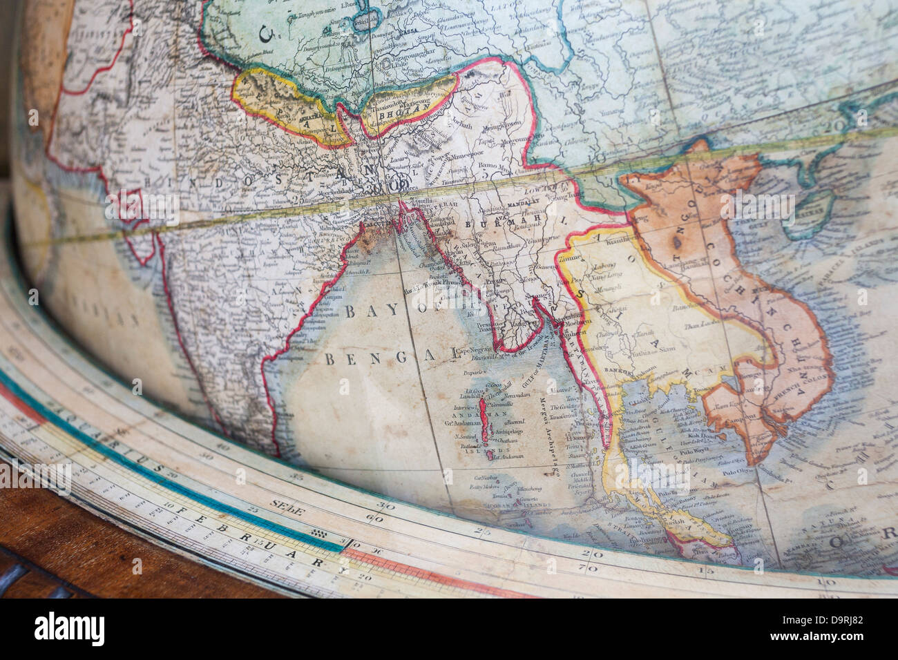 Viktorianische Globus Atlas-Close-up Stockfoto