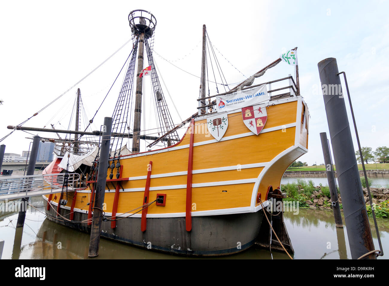 Ein Nachbau des Schiffs Santa Maria von Columbus, im Hafen von Columbus, Ohio gesegelt. Stockfoto