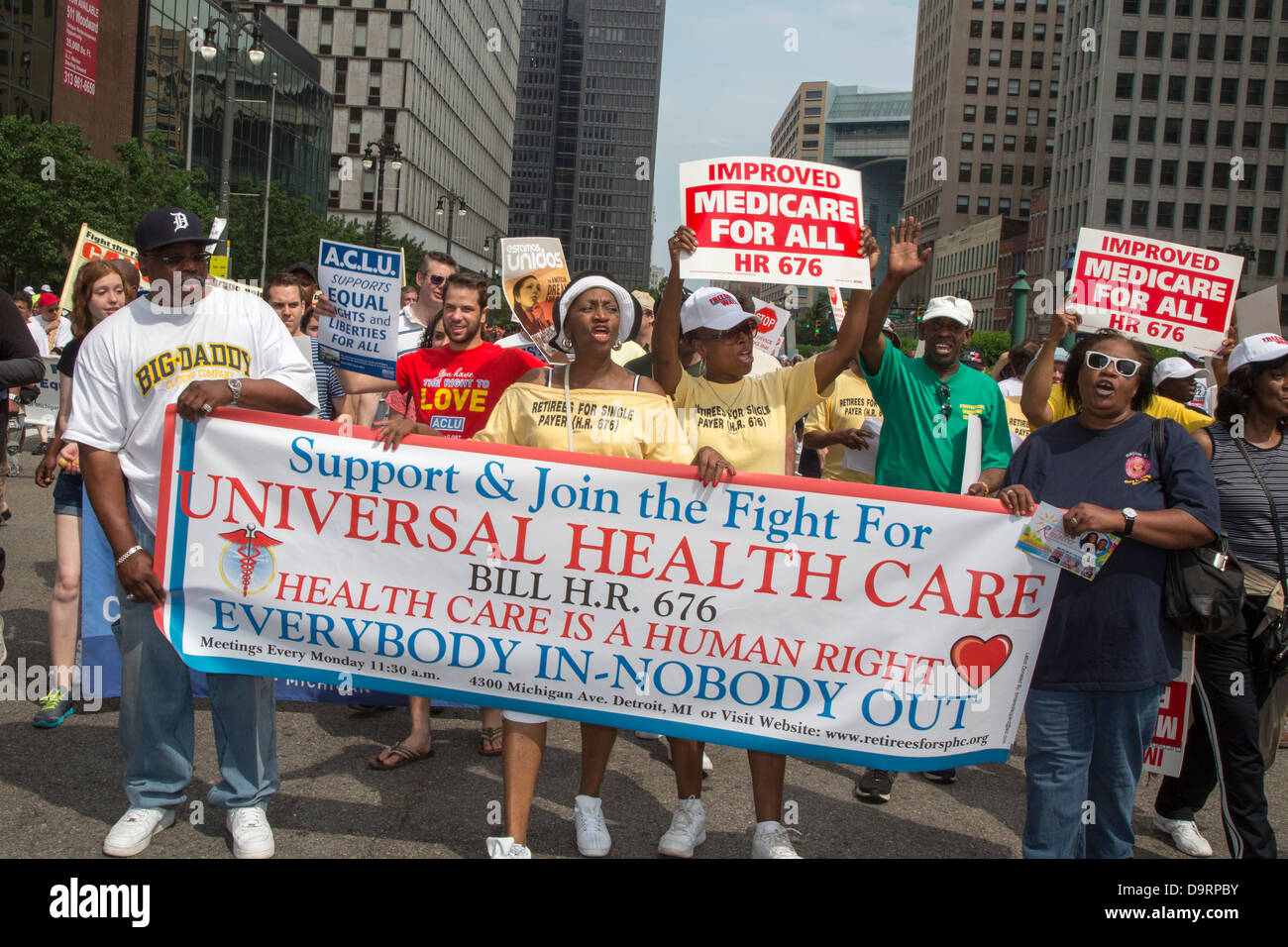 Befürworter der universellen Gesundheitsversorgung Stockfoto