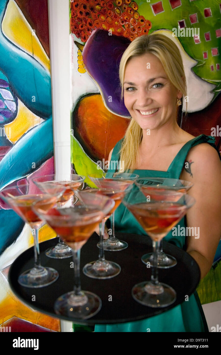 Es ist Partyzeit bei einer Tanqueray After Hours Veranstaltung im trendigen Front Hotel im Stadtteil Nyhavn in Kopenhagen, Dänemark. Stockfoto