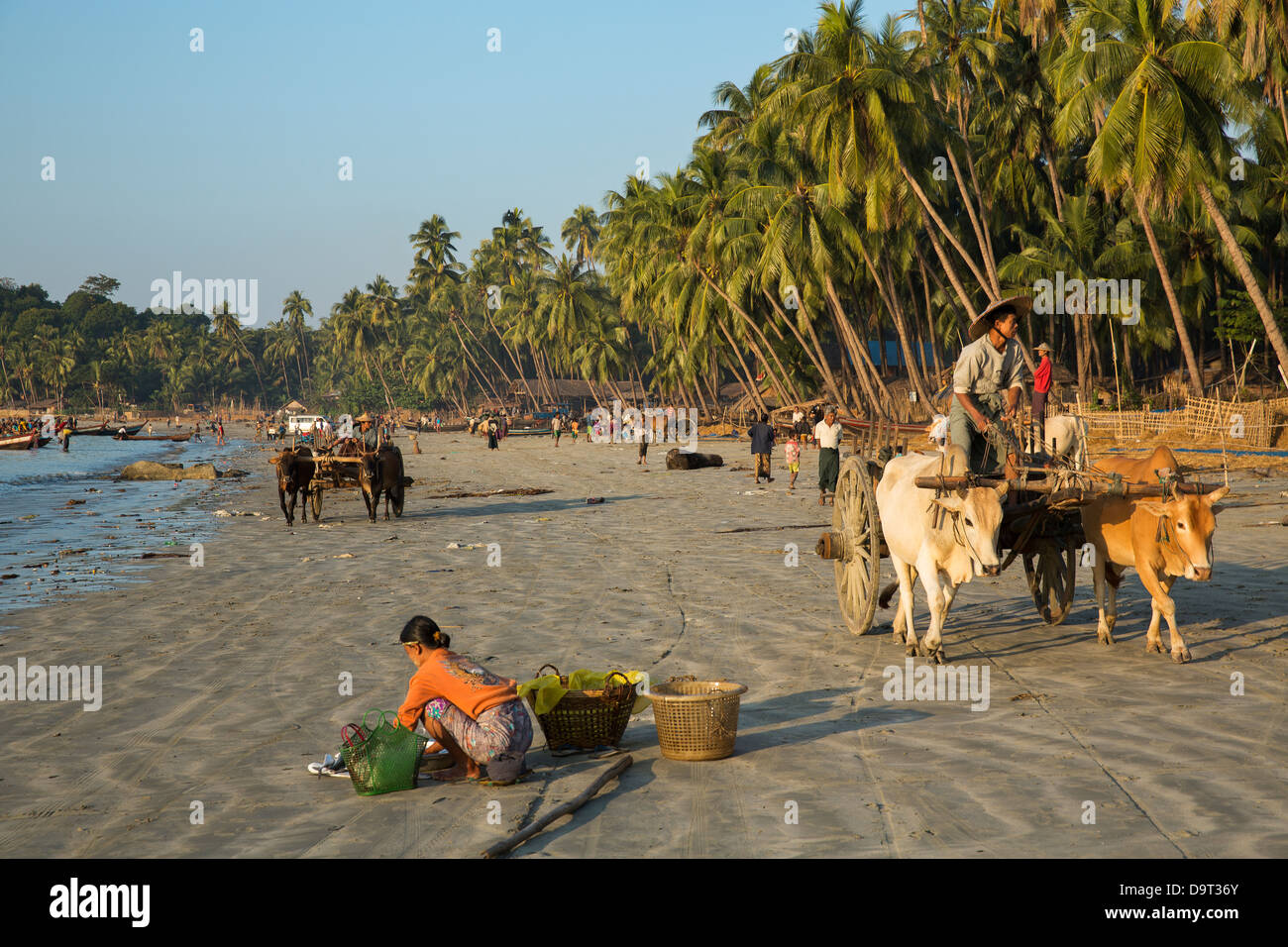 der Strand von Gyeiktaw, Ngapali, Rakhine, Myanmar (Burma) Stockfoto