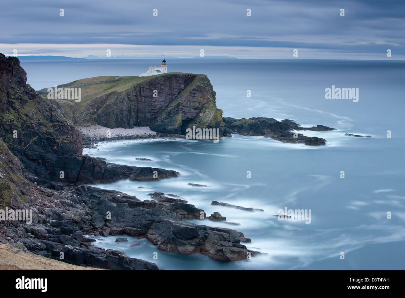 Stoner Head Lighthouse, Sutherland, Schottland, UK Stockfoto