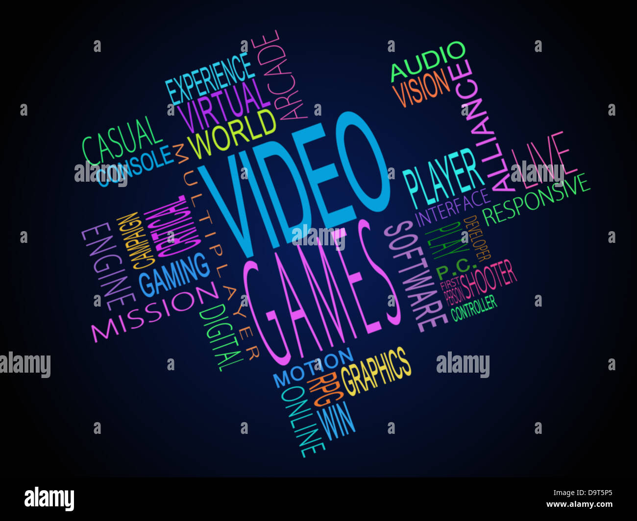 Videospiele Begriffe zusammen Stockfoto