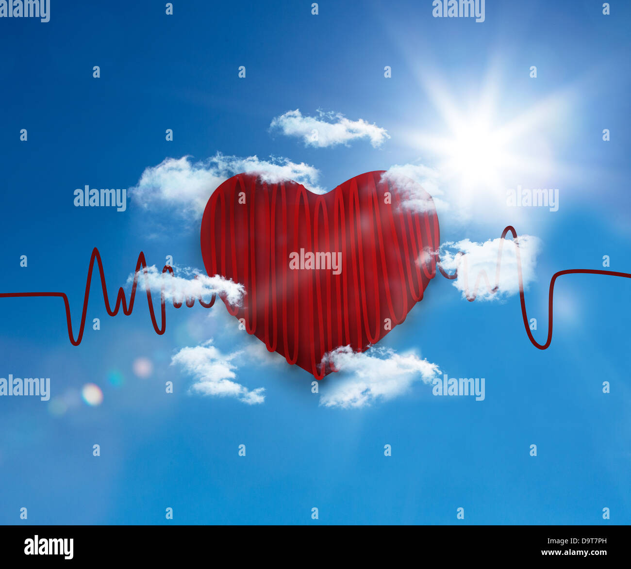 Herzfrequenz-Linie in den Himmel Stockfoto