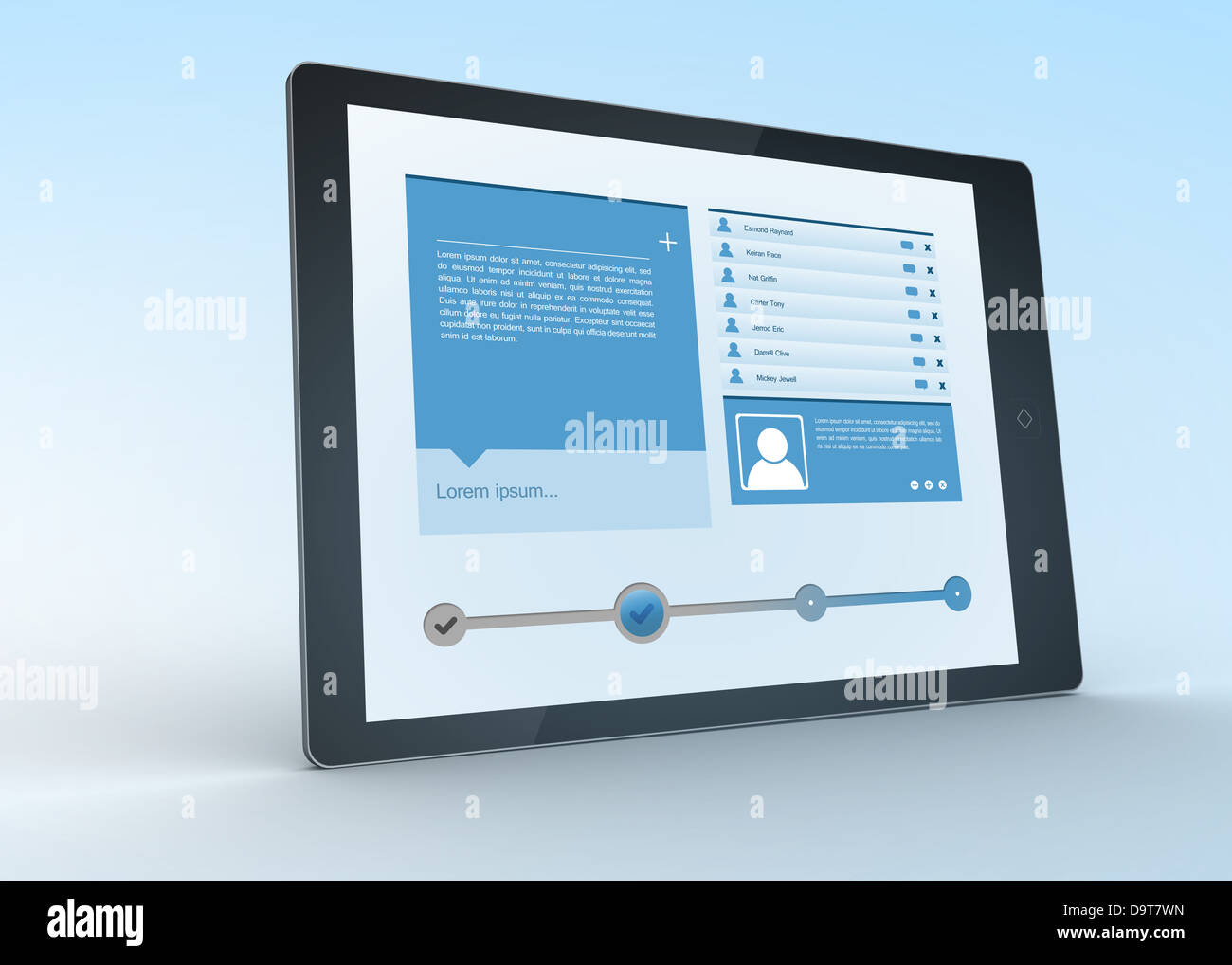 Digital-Tablette mit social Media Profil Stockfoto