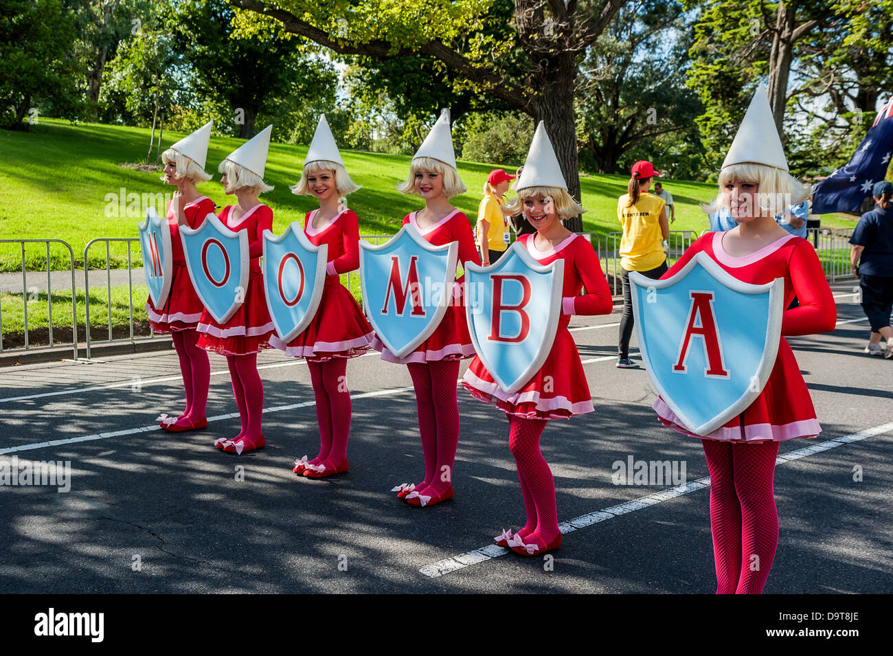 Das Moomba-Festival gefeiert mit einer Parade nur in Melbourne Australien Stockfoto