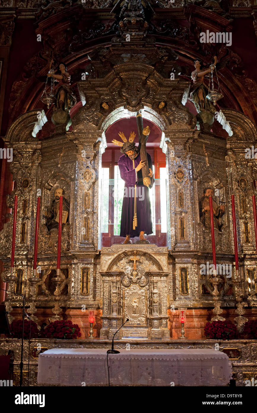 Jesus Christus trägt das Kreuze Retabel, Kapelle in der Kathedrale von Sevilla, Sevilla, Spanien. Stockfoto