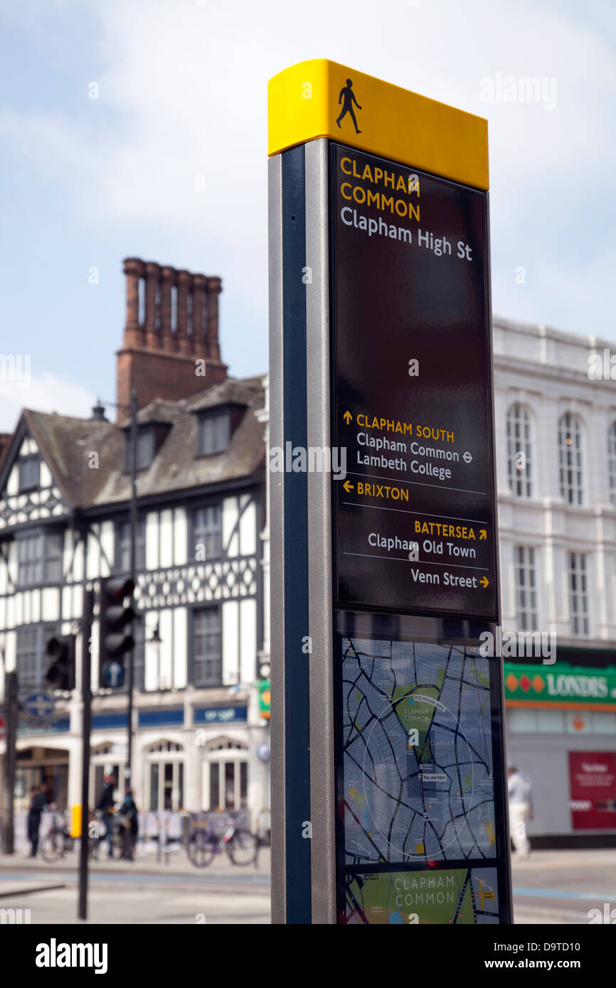 Clapham Common Info Wegweiser - London-UK Stockfoto