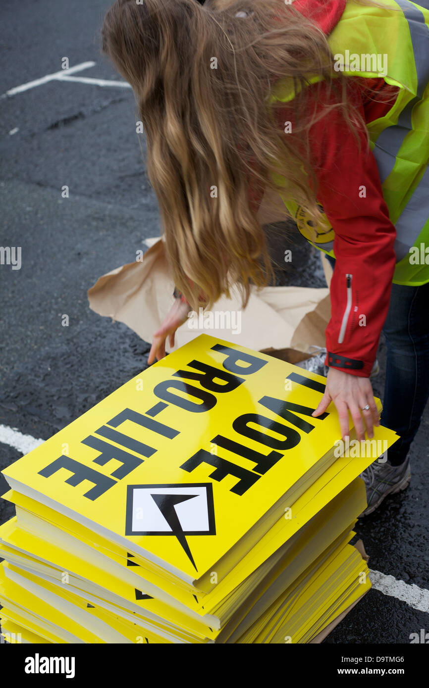 Pro Life-Demonstranten in der Stadt Dublin Irland Stockfoto