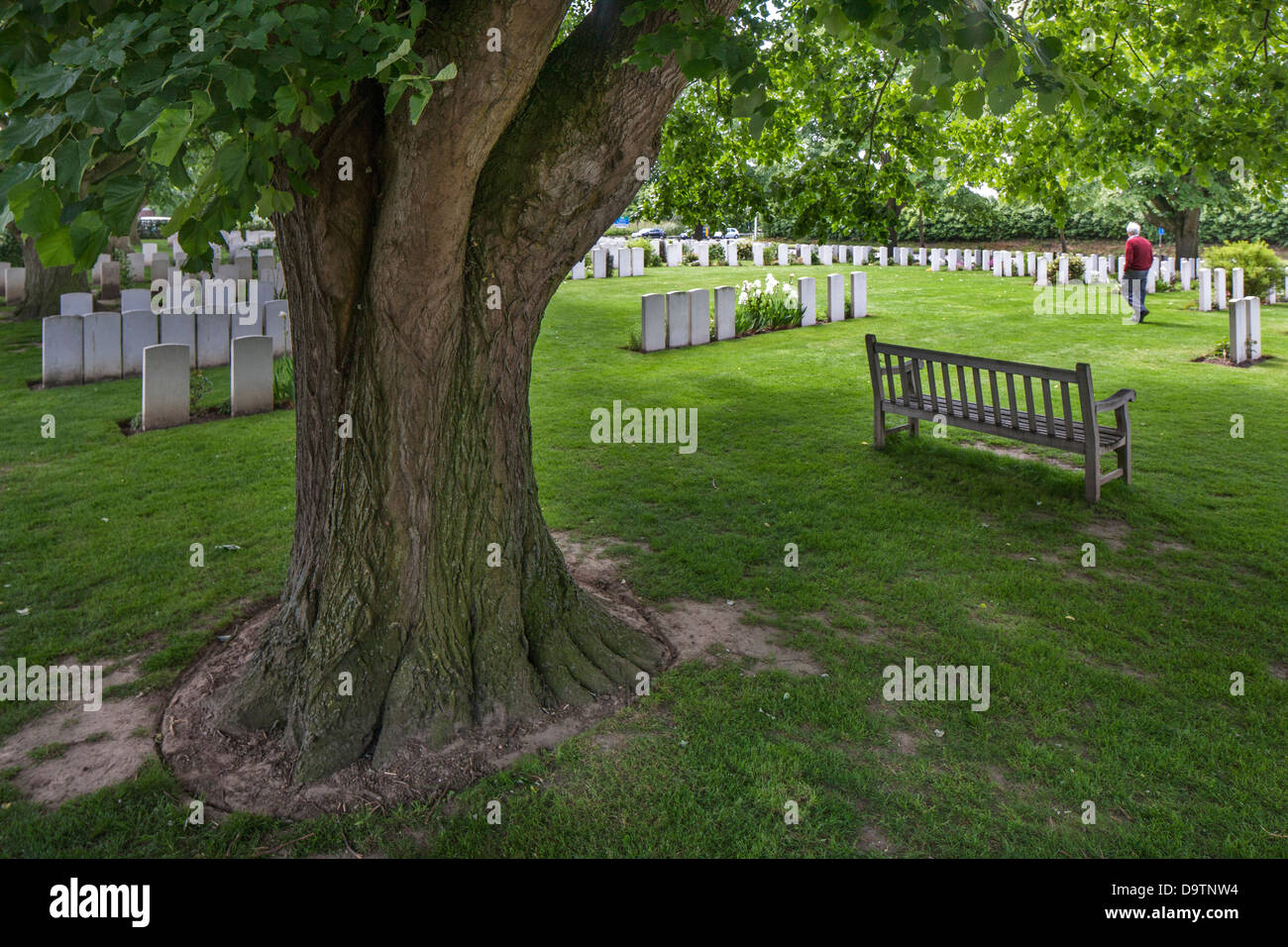 Essex Farm Friedhof, WWI Begräbnisstätte für ersten Weltkrieg eine britische Soldaten in Boezinge, West-Flandern, Belgien Stockfoto