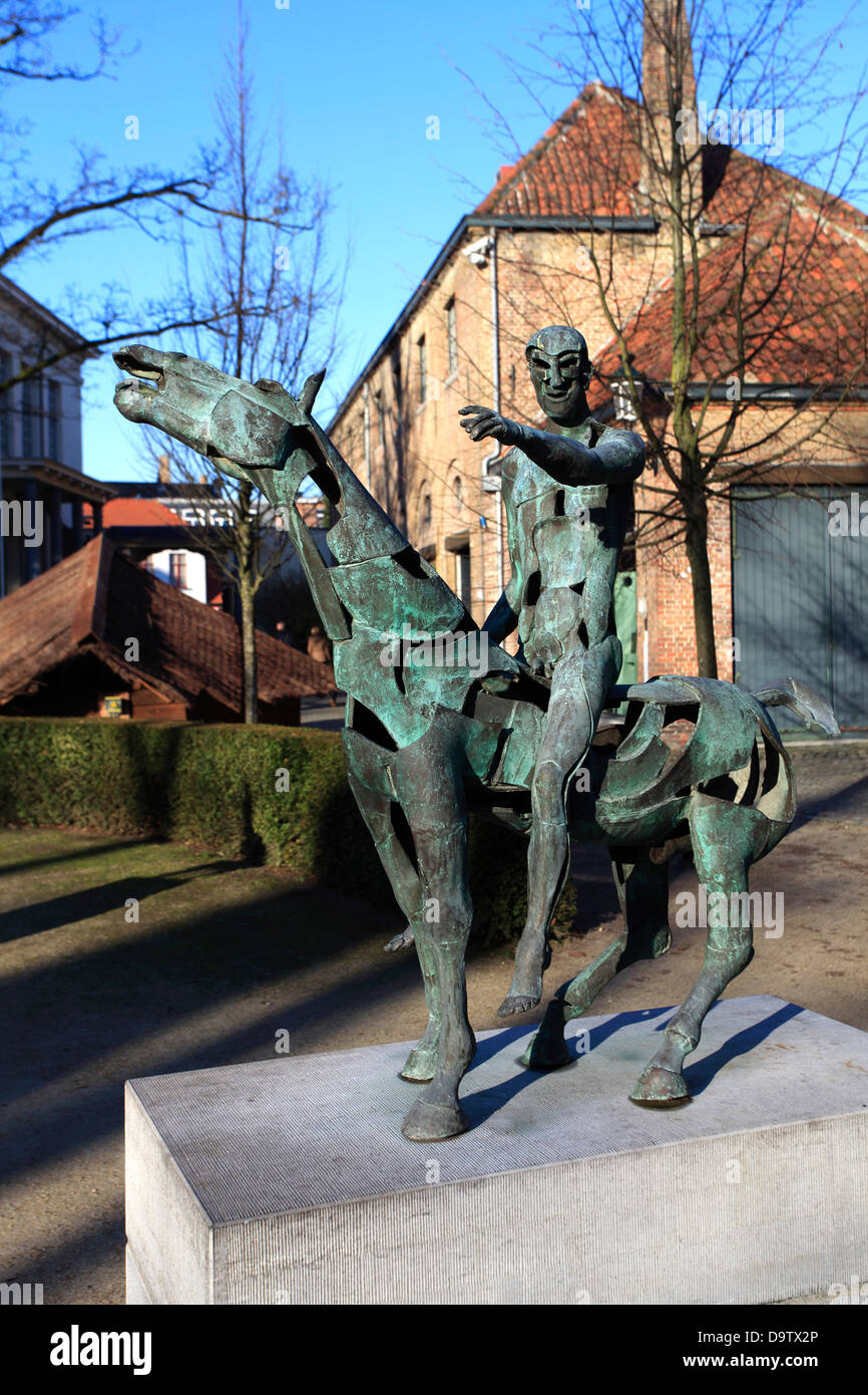 Die vier Reiter der Apokalypse Statuen, Hof Arents (Quadrat) zentrale Stadt Brügge, West-Flandern, belgischen Region Flandern Stockfoto