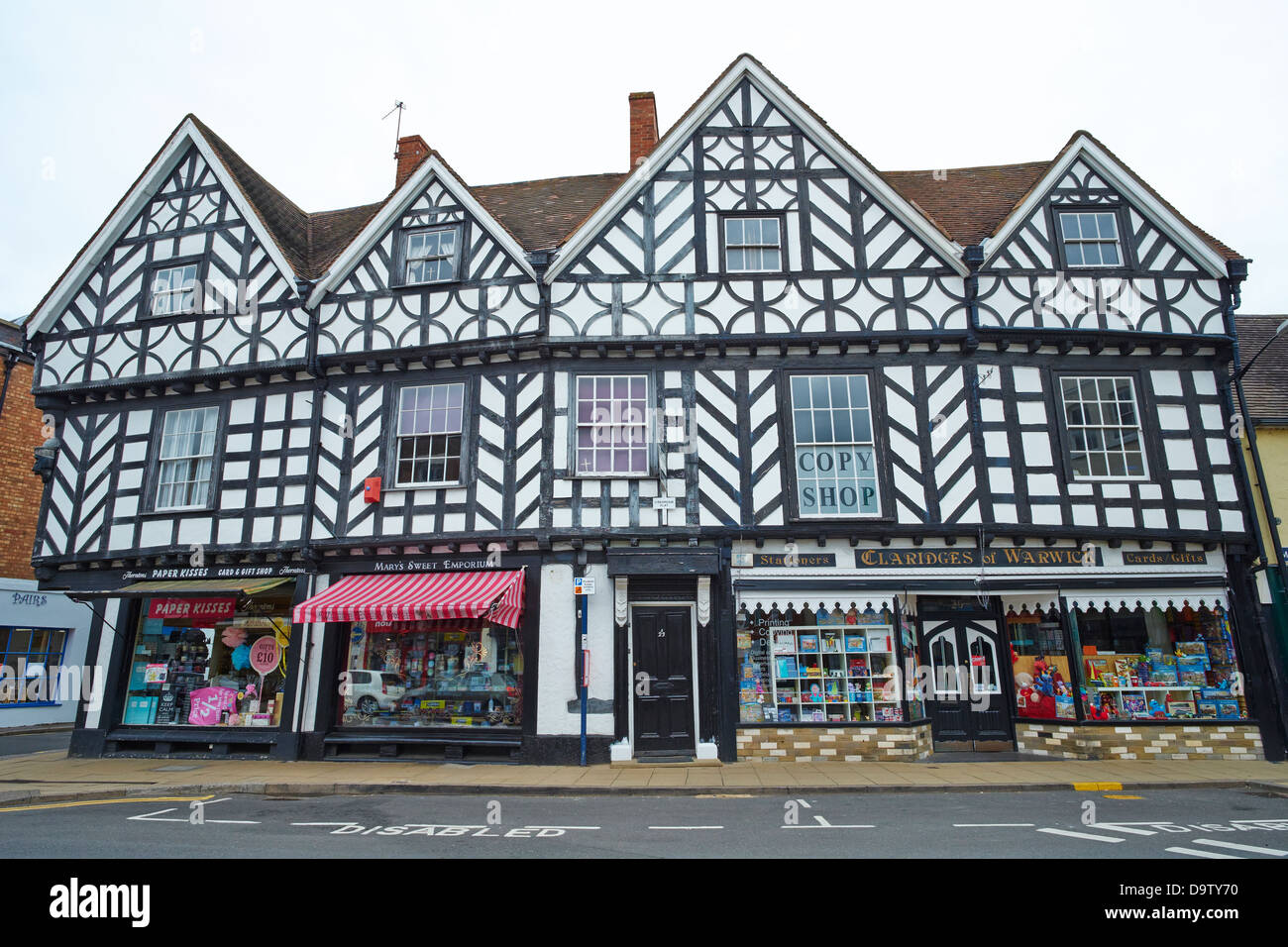 Fachwerk Gebäude Marktplatz Warwick UK Stockfoto