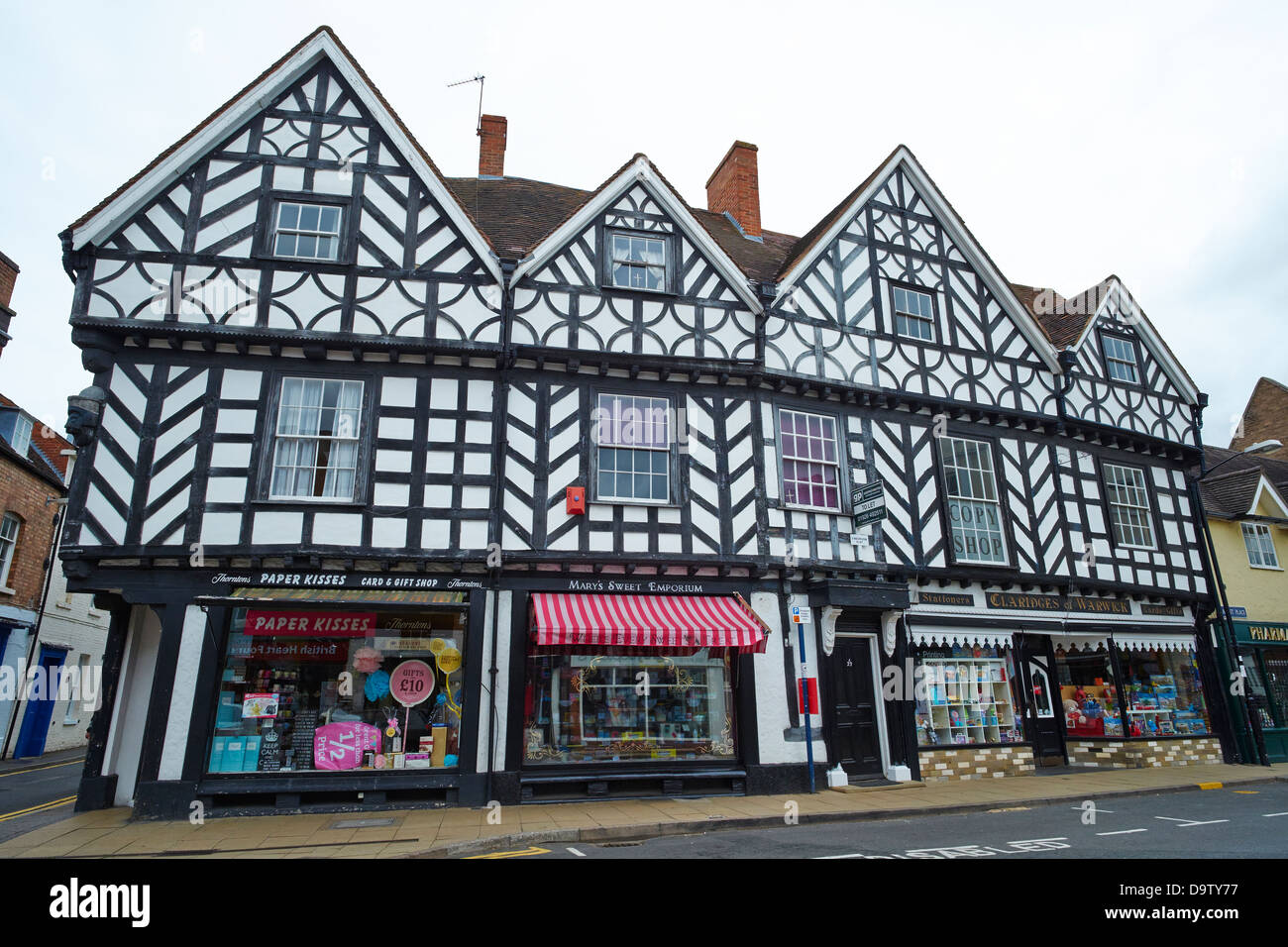 Fachwerk Gebäude Marktplatz Warwick UK Stockfoto