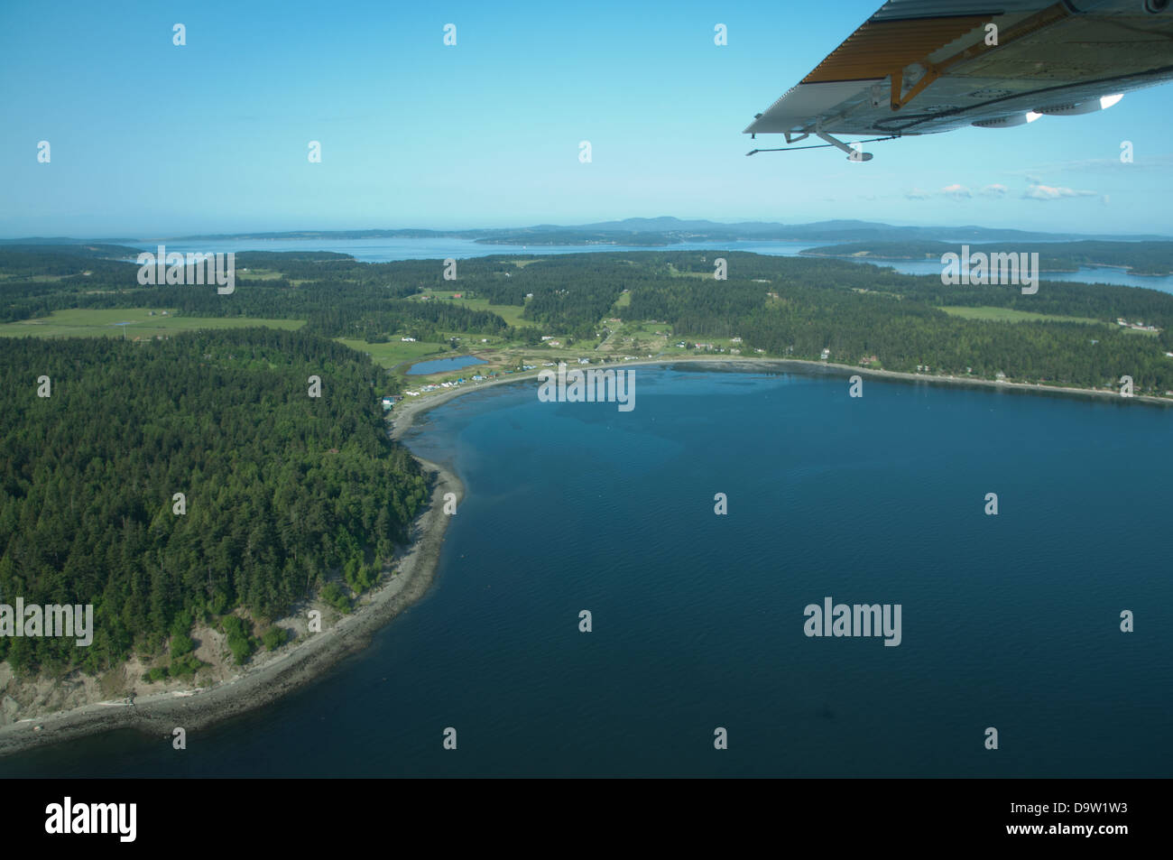 Blick auf den San Juan Islands von einem Wasserflugzeug Kenmore Luft. Stockfoto