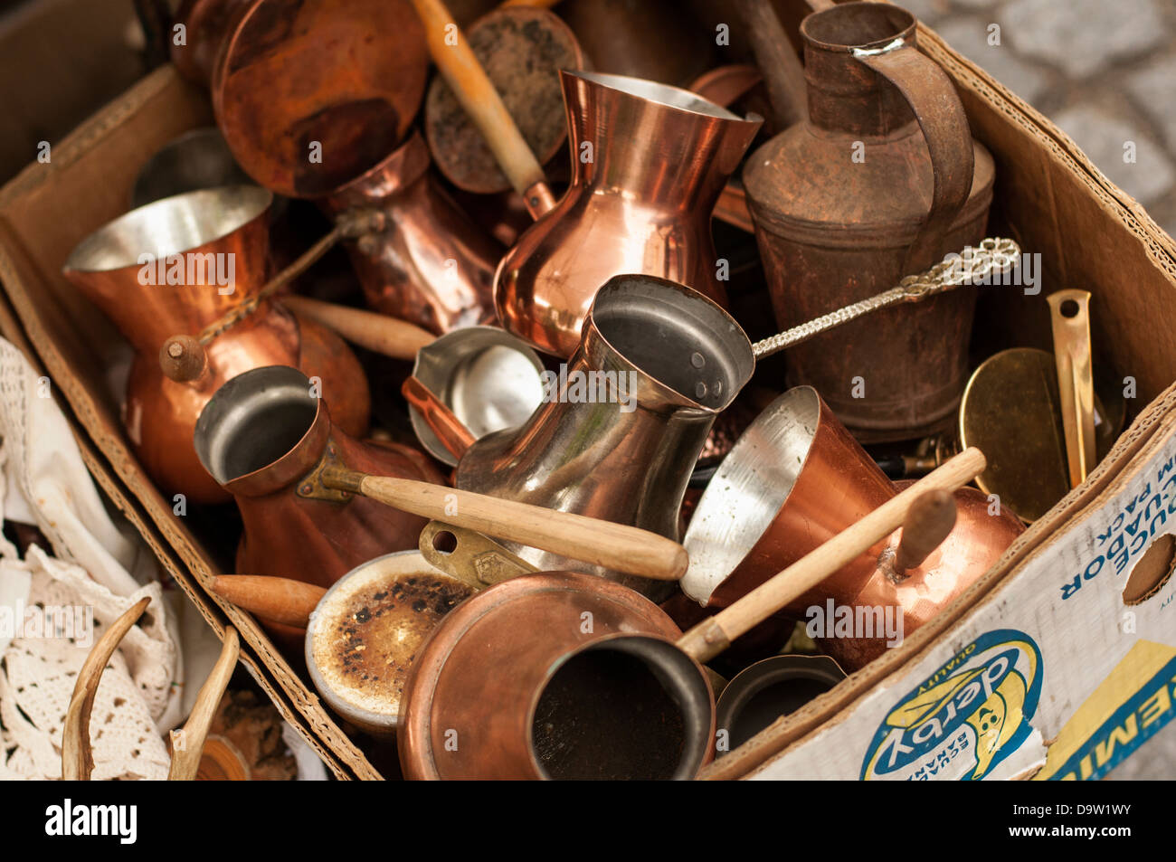 Details vom Antikmarkt in Ljubljana, Slowenien Stockfoto