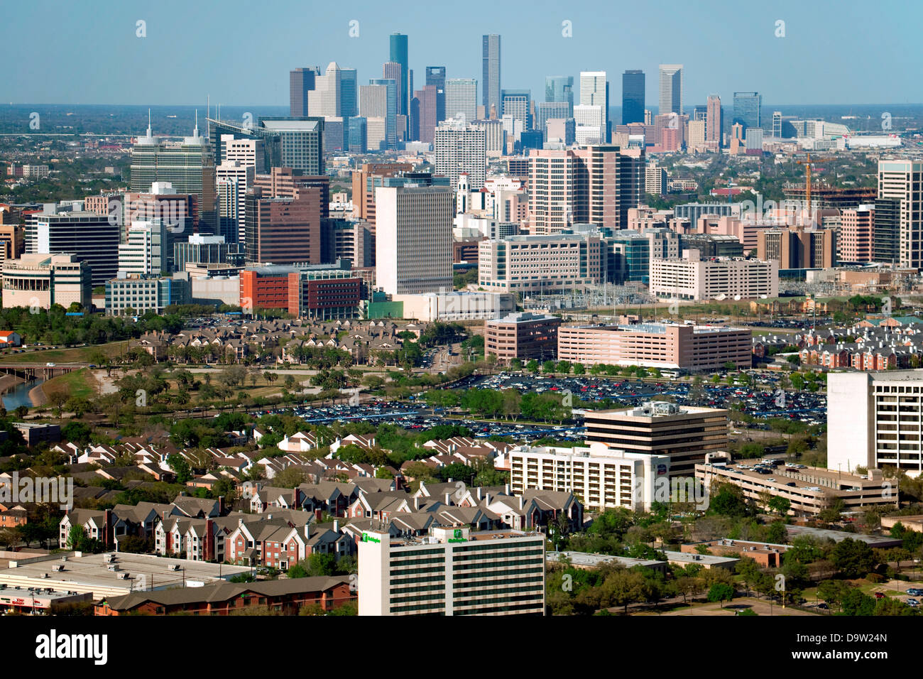 Skyline von Downtown Houston und Texas Medical Center Stockfoto