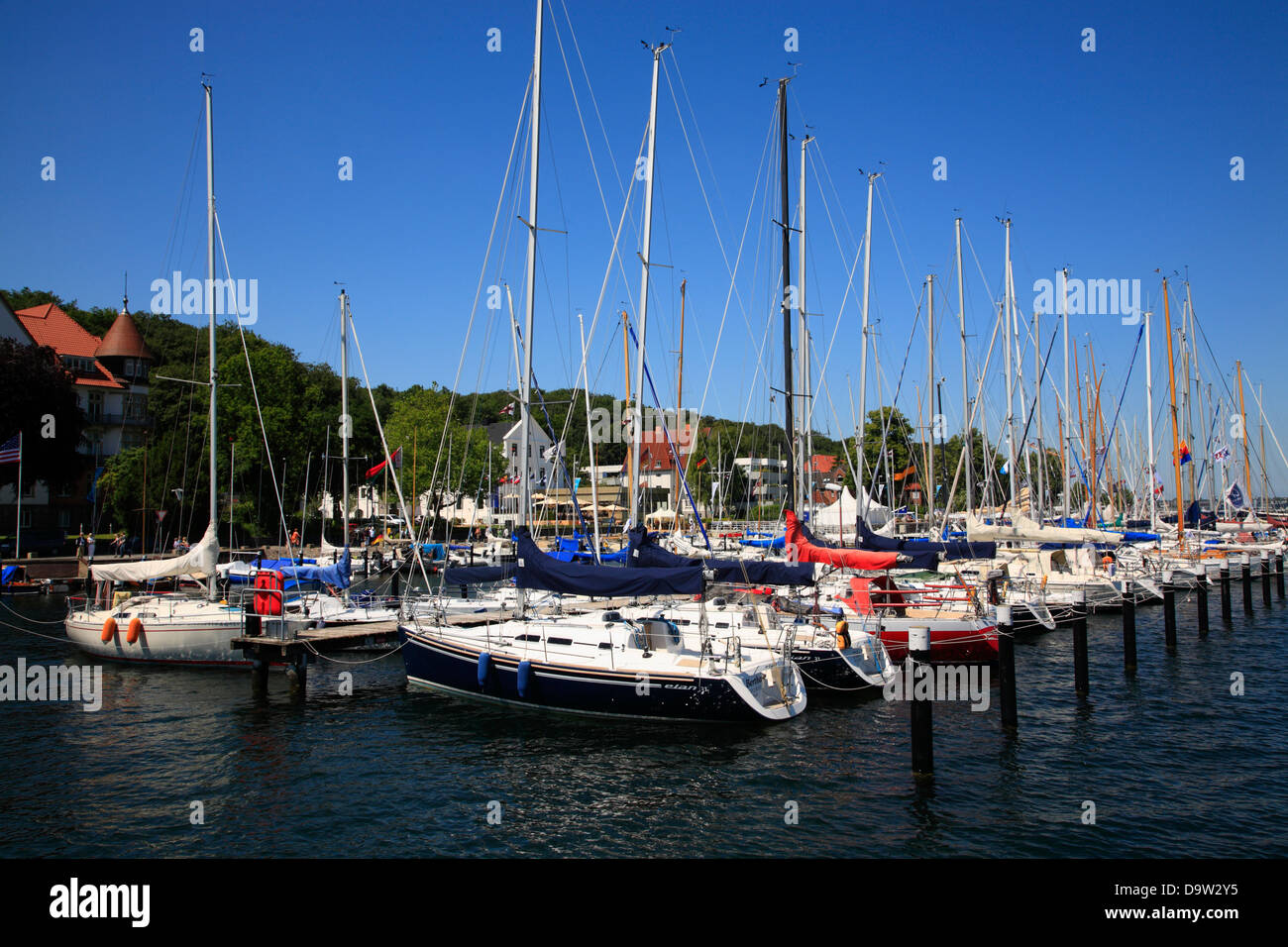 Segelboote am Kieler Hafen, Schleswig-Holstein, Deutschland, Europa Stockfoto