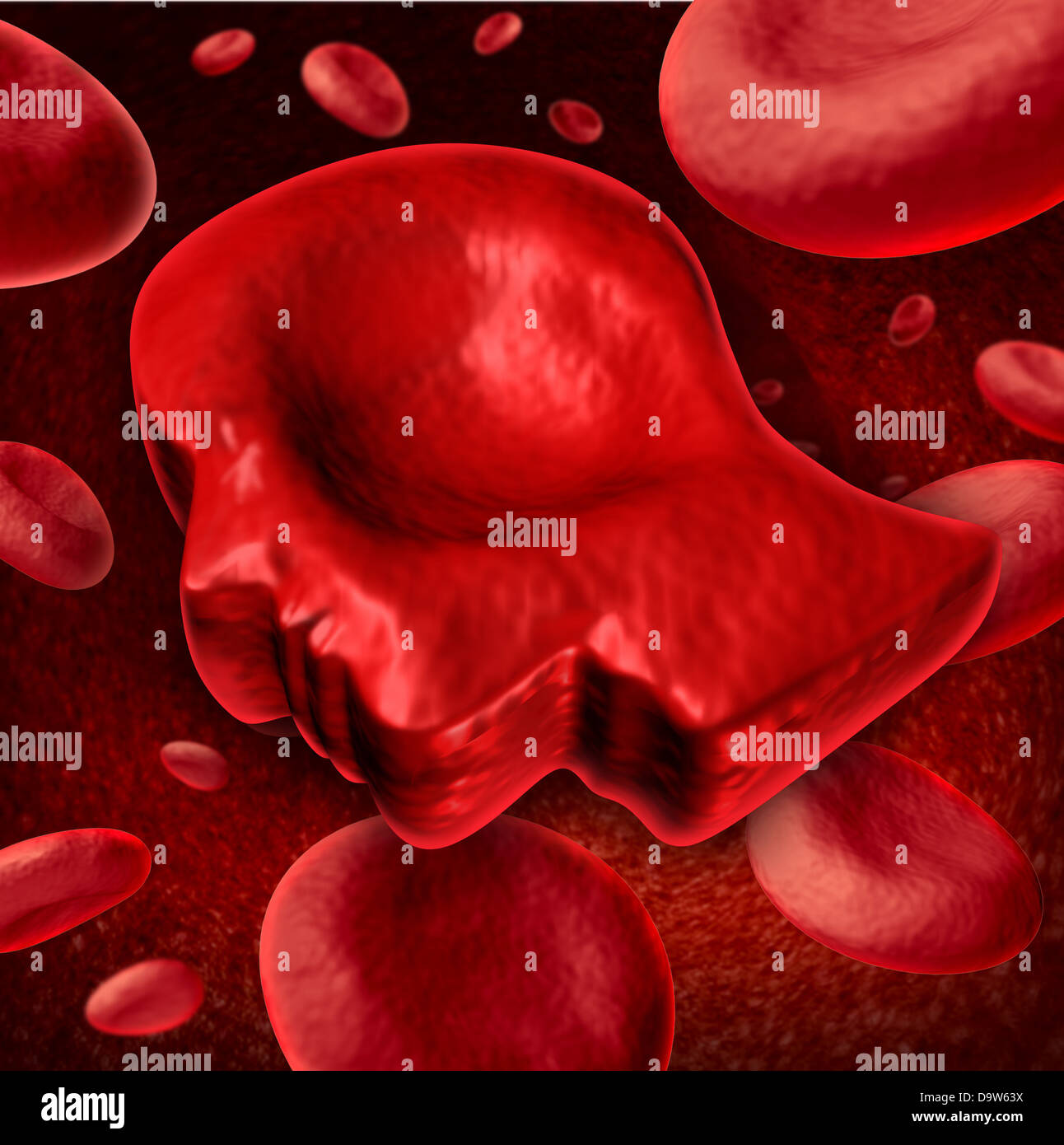 Menschliches Blut Gesundheits- und medizinisches Konzept mit roten Blutkörperchen fließen in eine Vene mit einer in der Form eines Personen-Kopf als eine Stockfoto