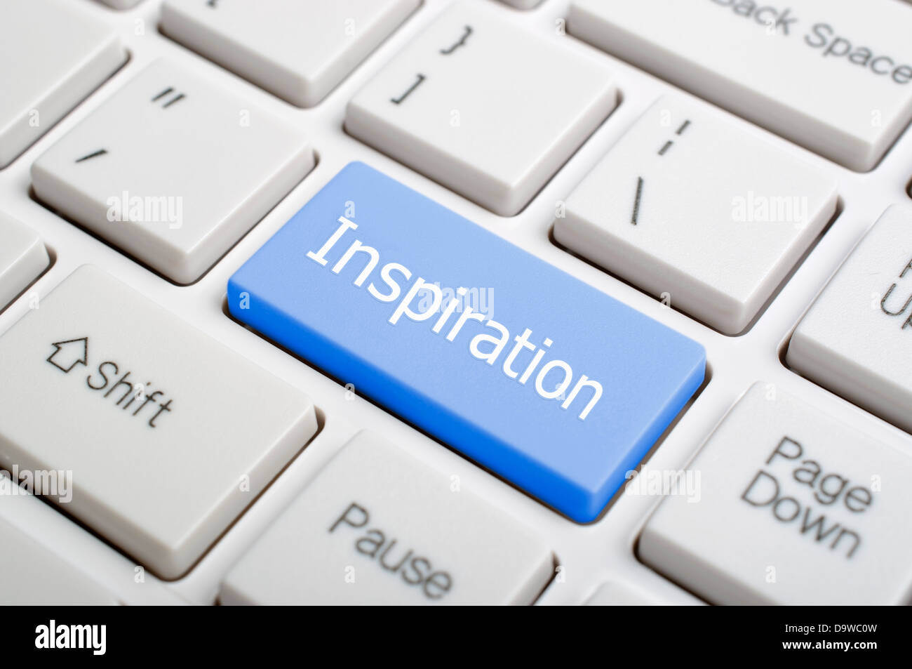 Inspiration auf Tastatur Stockfoto