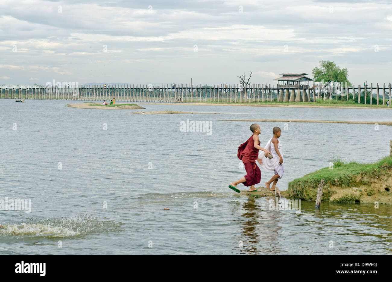 U-Bein Brücke, Amarapura, Mandalay, Birma Stockfoto