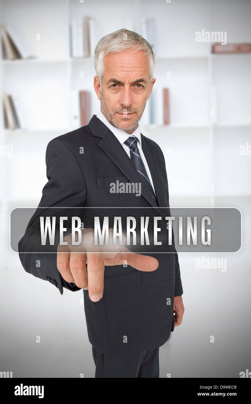 Kaufmann, berühren den Begriff Webmarketing Stockfoto