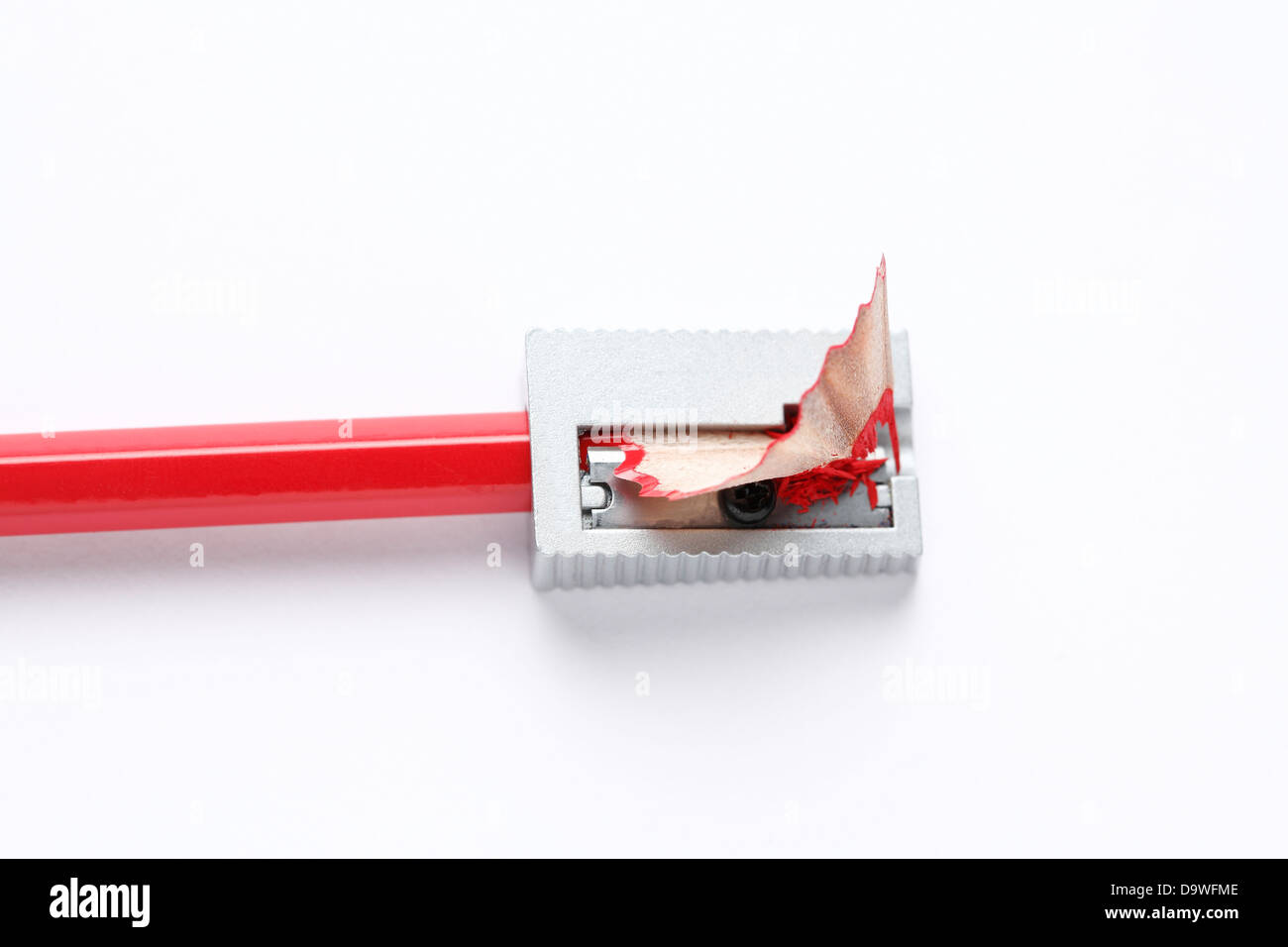 Schärfen eines Bleistifts Stockfoto