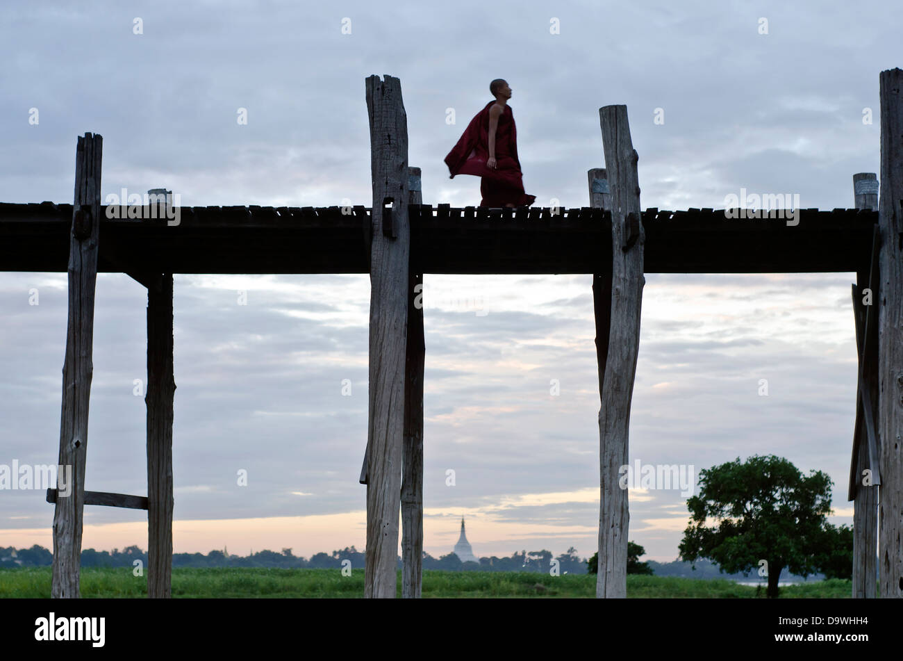 U-Bein Brücke, Amarapura, Mandalay, Birma Stockfoto