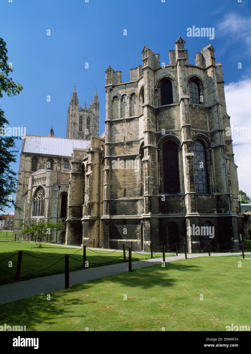 C13th Kapelle Corona auf Trinity Chapel am Ostende der Kathedrale von Canterbury, Kent, die abgetrennte Krone St Thomas Hinterkopf zu verankern. Stockfoto