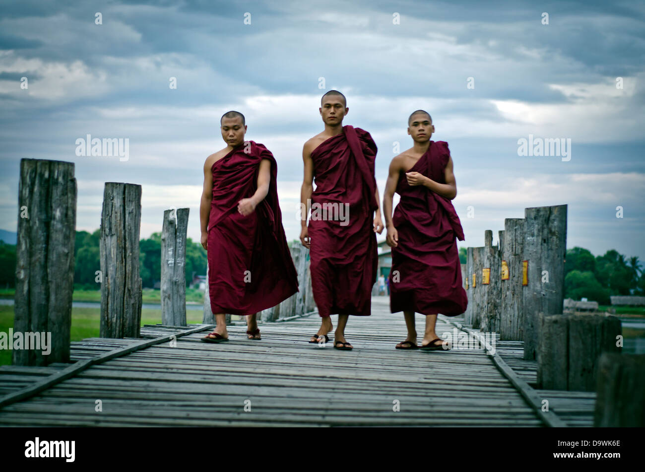 U-Bein Brücke, Amarapura, Mandalay, Birma Stockfoto