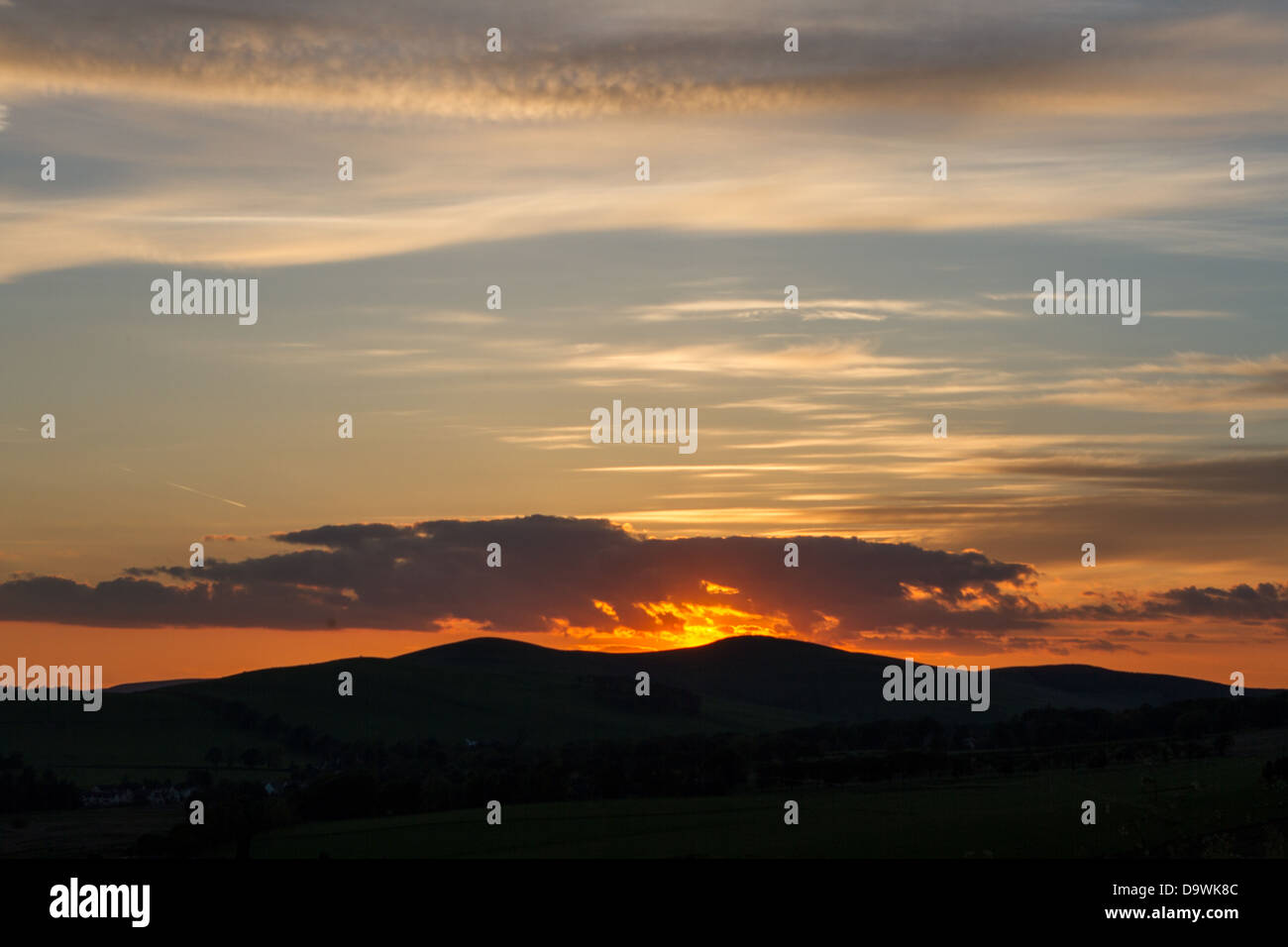 Sommer Sonnenuntergang, obere Tweeddale, Scottish Borders Stockfoto