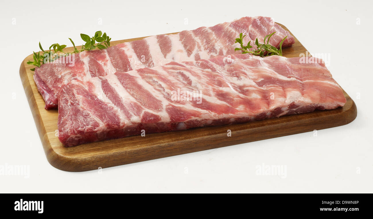 rohes Schweinefleisch Spareribs Stockfoto