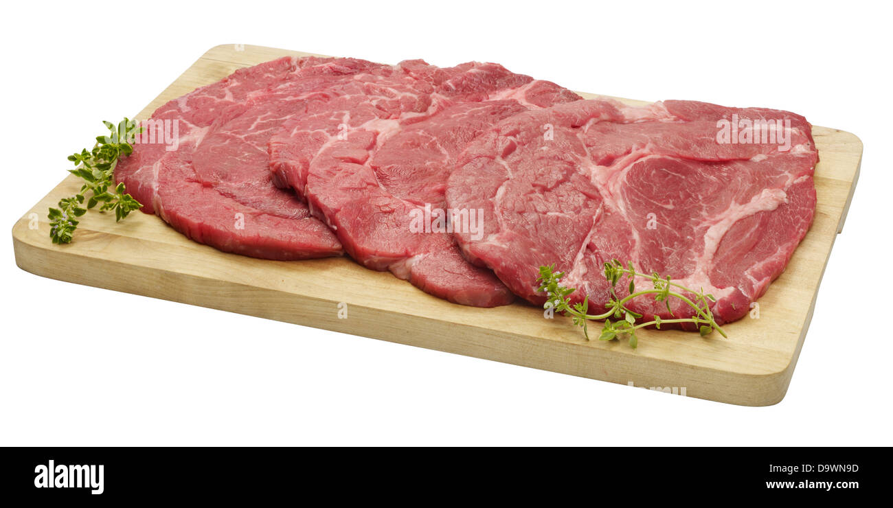 rohes Rindfleisch chuck Steak ohne Knochen Stockfoto