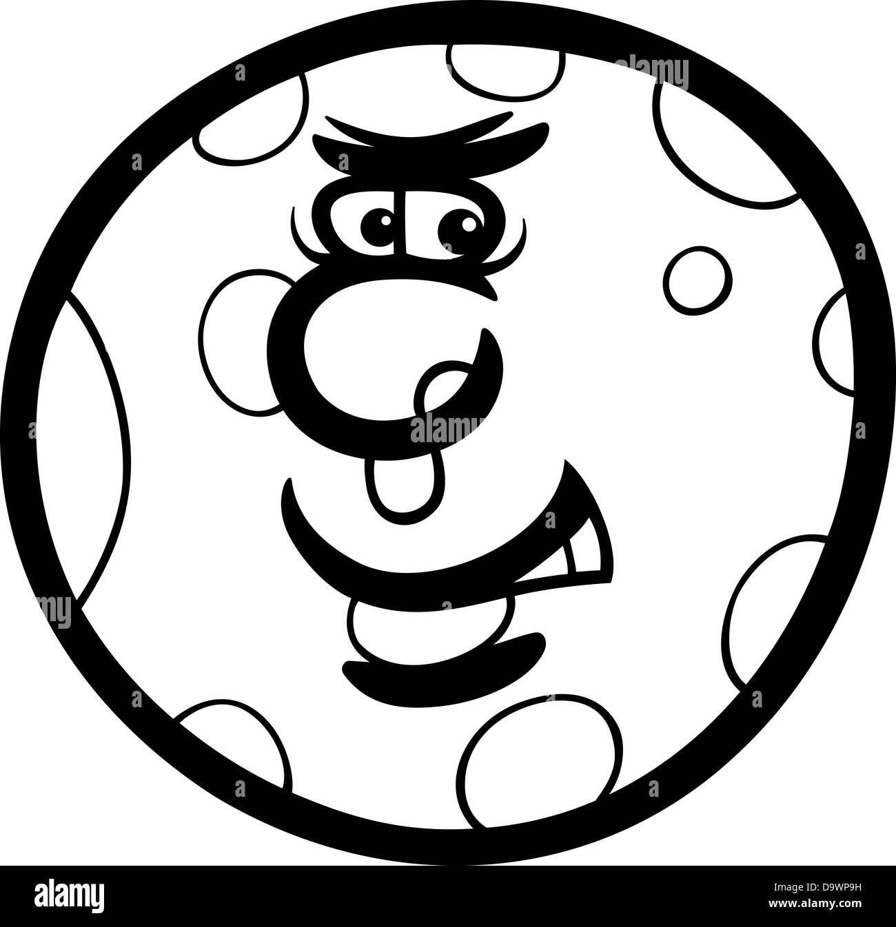 Schwarz / Weiß Cartoon Illustration lustig Mars Planet Comic-Maskottchen für Kinder Malbuch Stockfoto