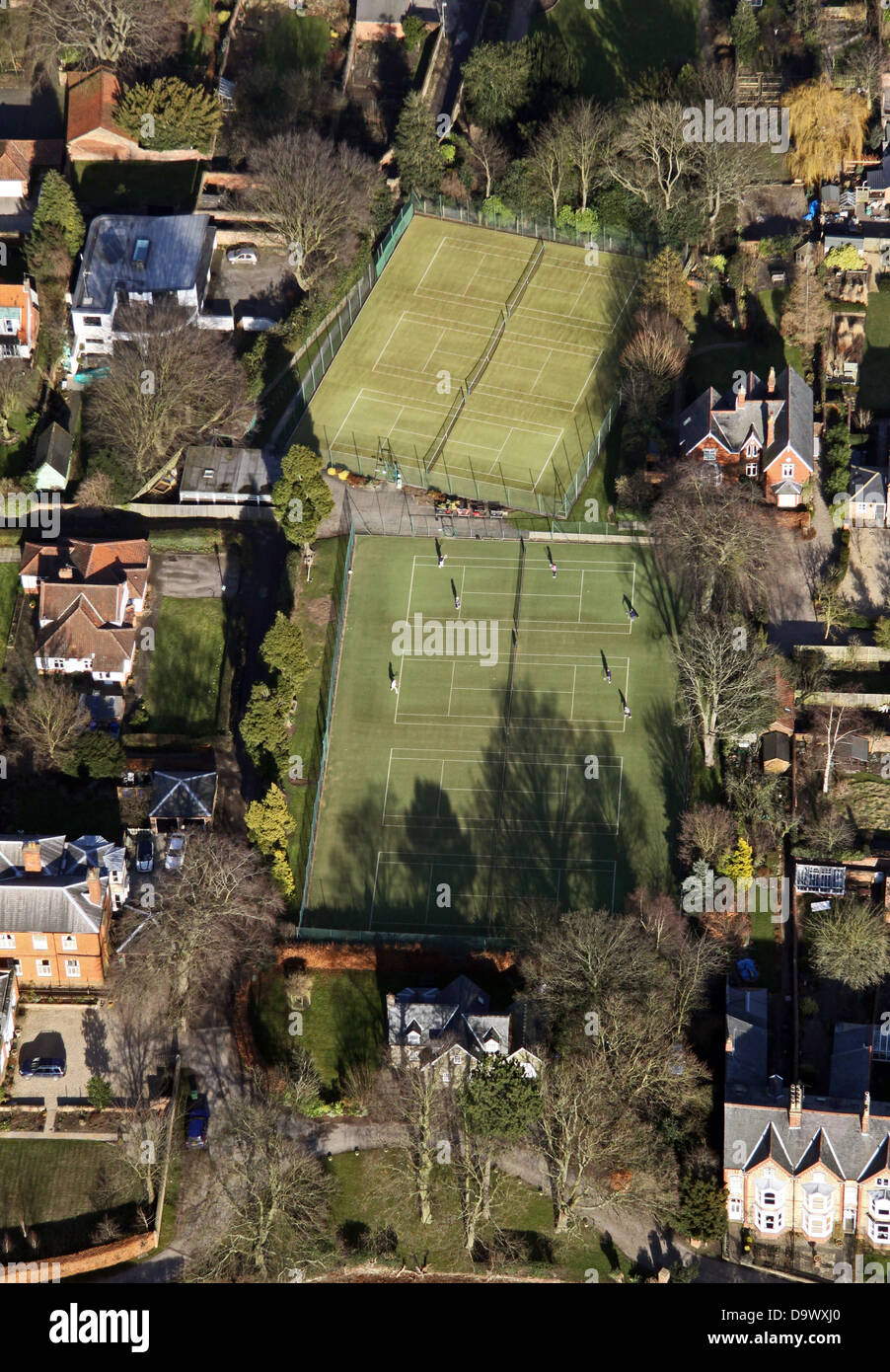 Luftaufnahme von Beverley & Osten Reiten Tennis club Gerichte mit Menschen spielen Stockfoto