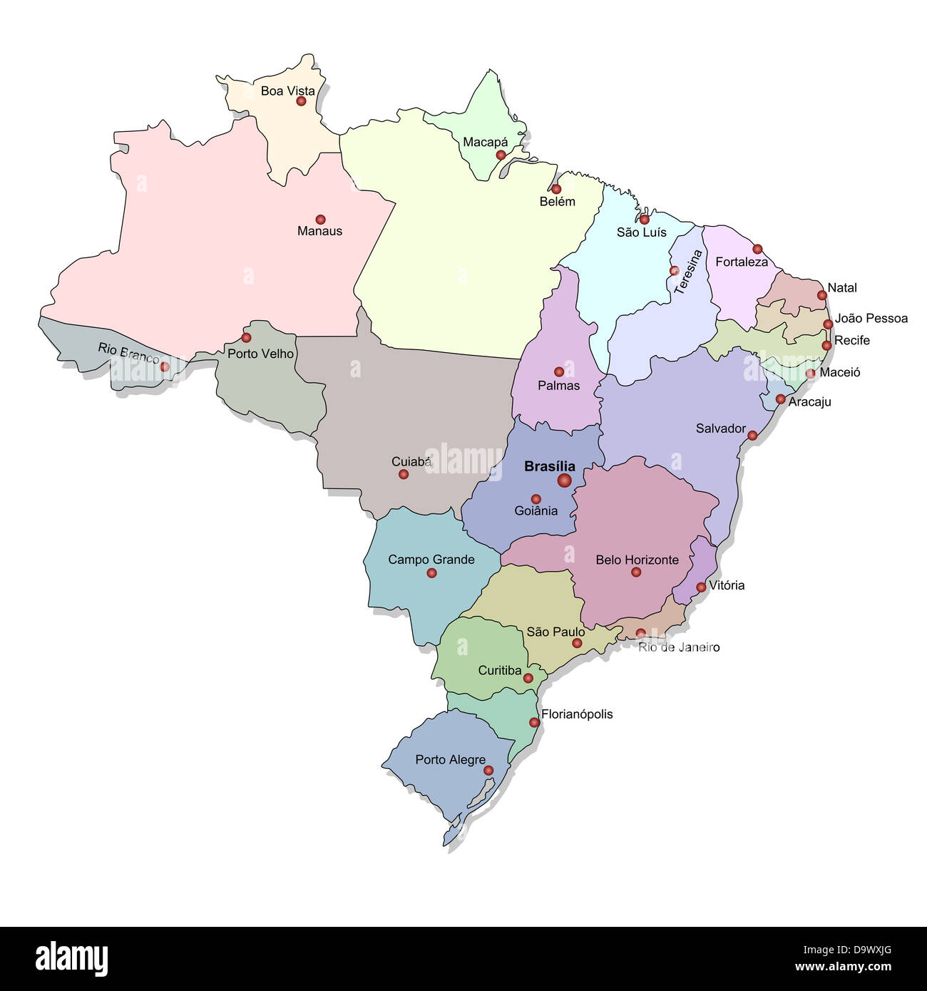 Karte von Brasilien Stockfoto