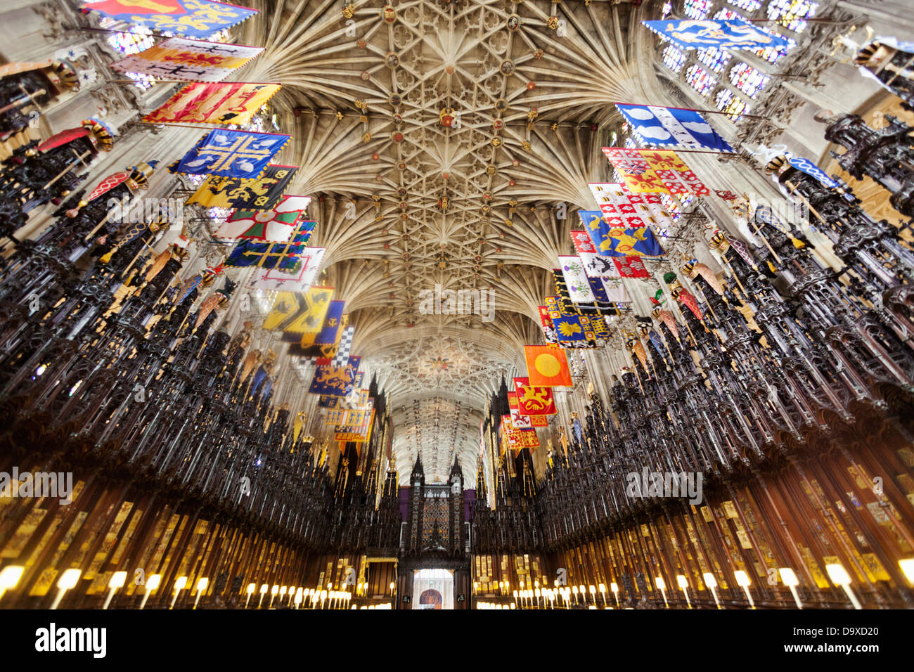 Großbritannien, England, Berkshire, Windsor, Windsor Castle, St.-Georgs Kapelle, der Chor-Decke Stockfoto
