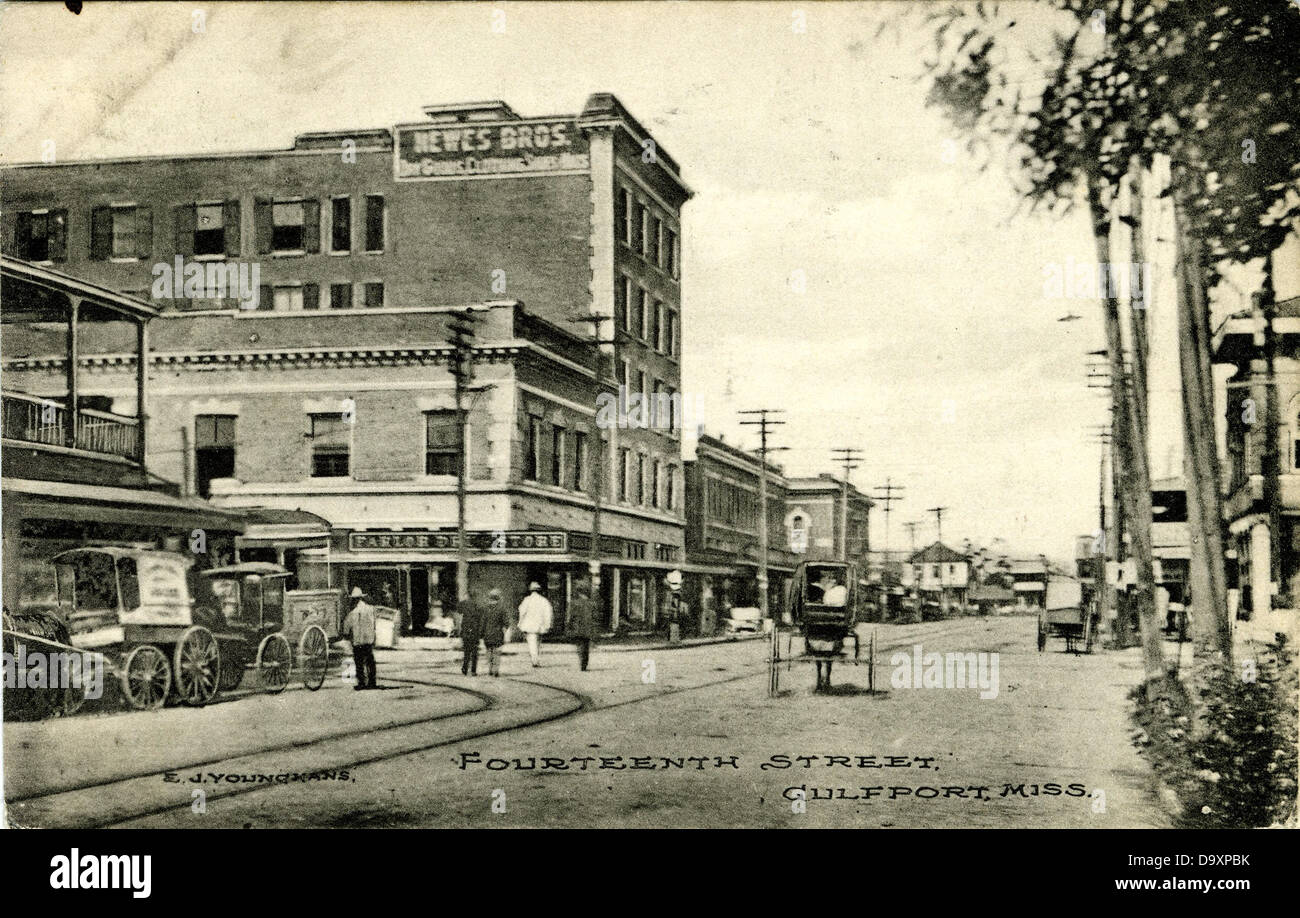 Vierzehnte Street, Gulfport, Miss. Stockfoto