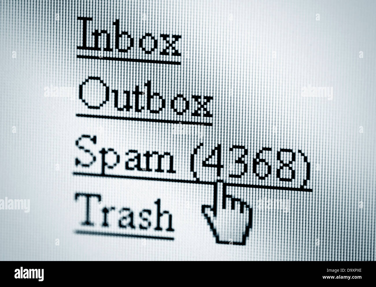 Spam, Computer-Bildschirm Stockfoto