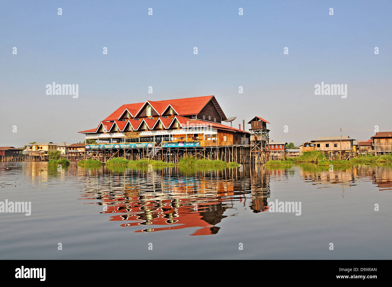 Goldener Drachen Restaurant Inle Lake Myanmar Stockfoto