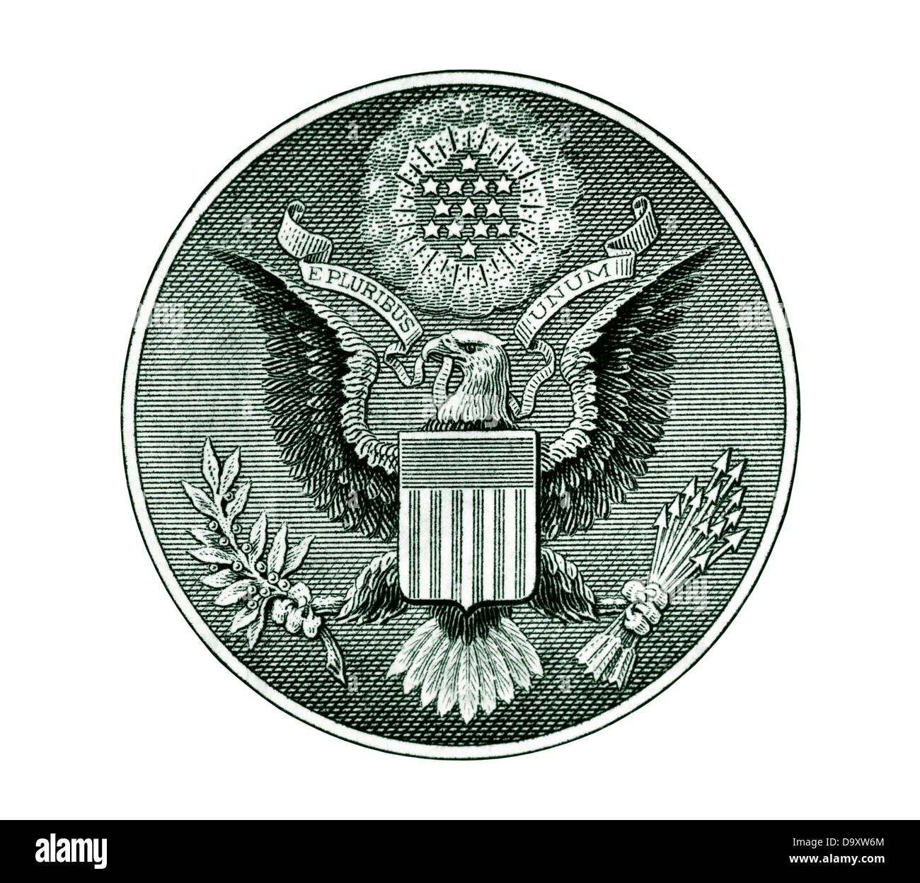 Große Siegel der Vereinigten Staaten mit Beschneidungspfad Stockfoto