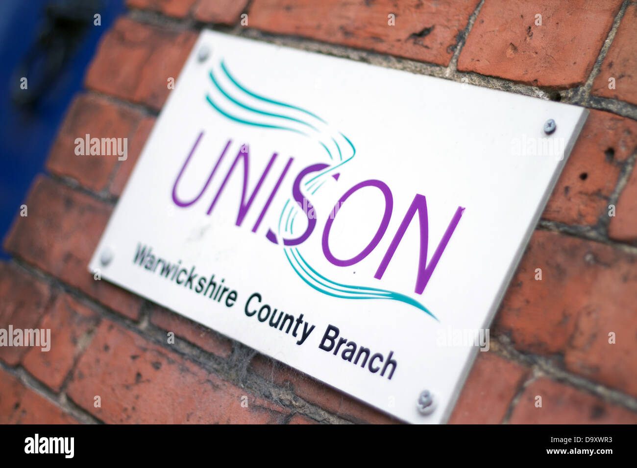 Außerhalb Warwickshire county Ortsverbandes der Unison Union unterzeichnen Stockfoto